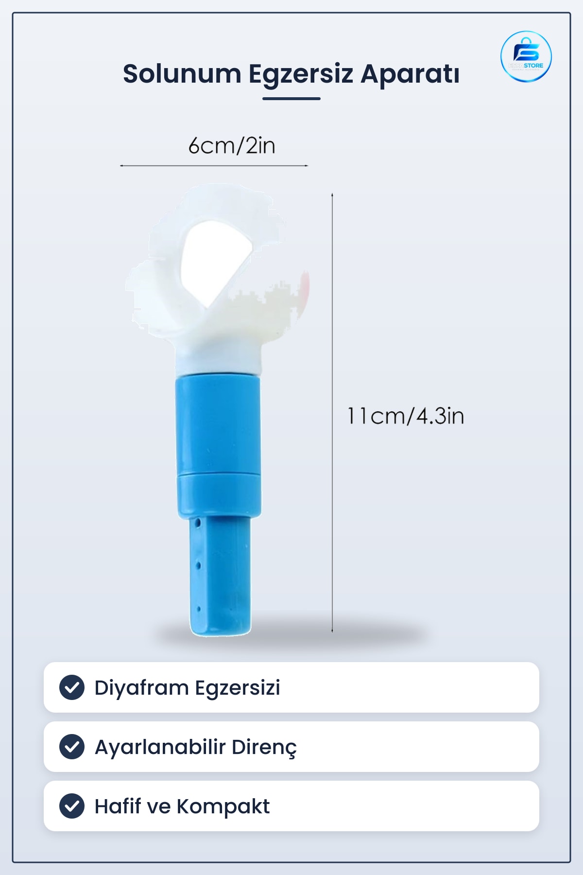 Taşınabilir Solunum Egzersiz Aparatı Diyafram Nefes Eğitmeni Hafif Kompakt Evde Ofiste Kullanım