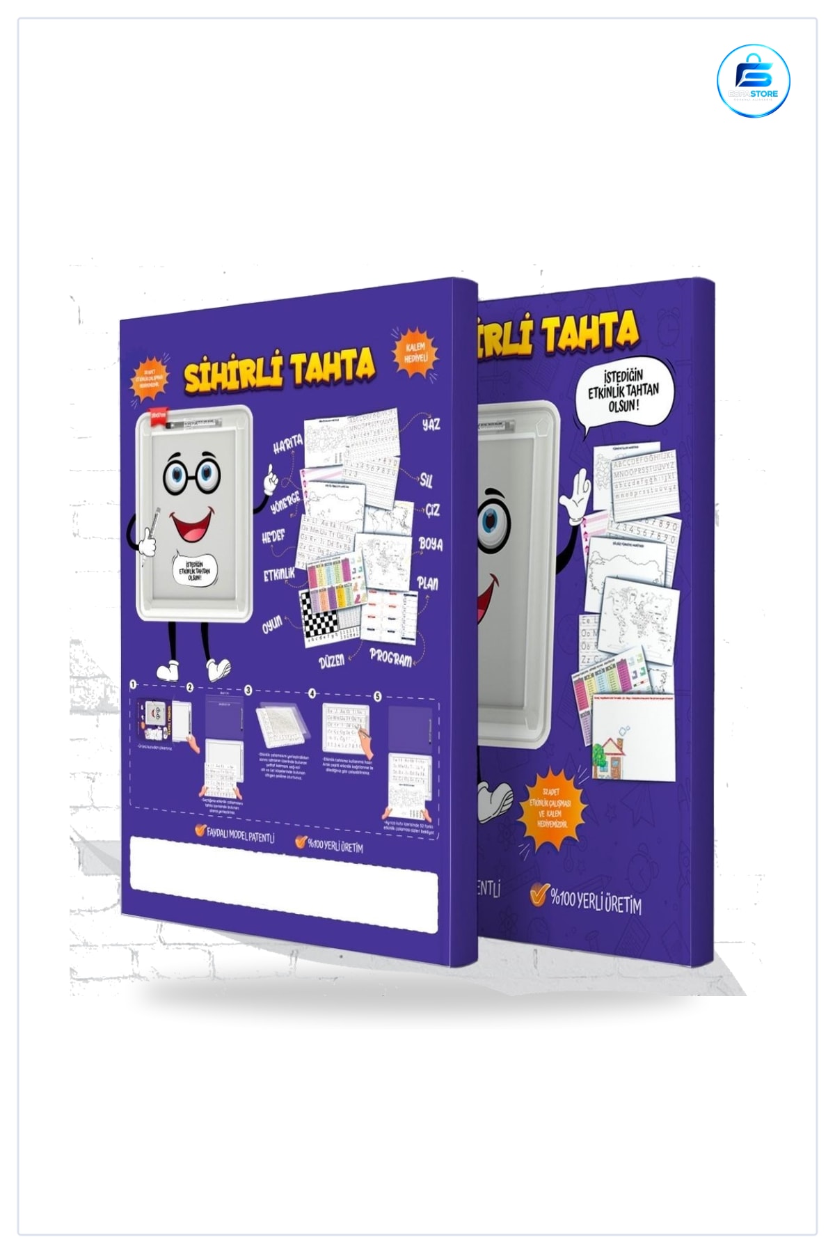 Eğitici Sihirli Etkinlik Tahtası Yazılıp Silinebilen Çocuk Öğrenme Seti Kalem Hediyeli Eğlenceli