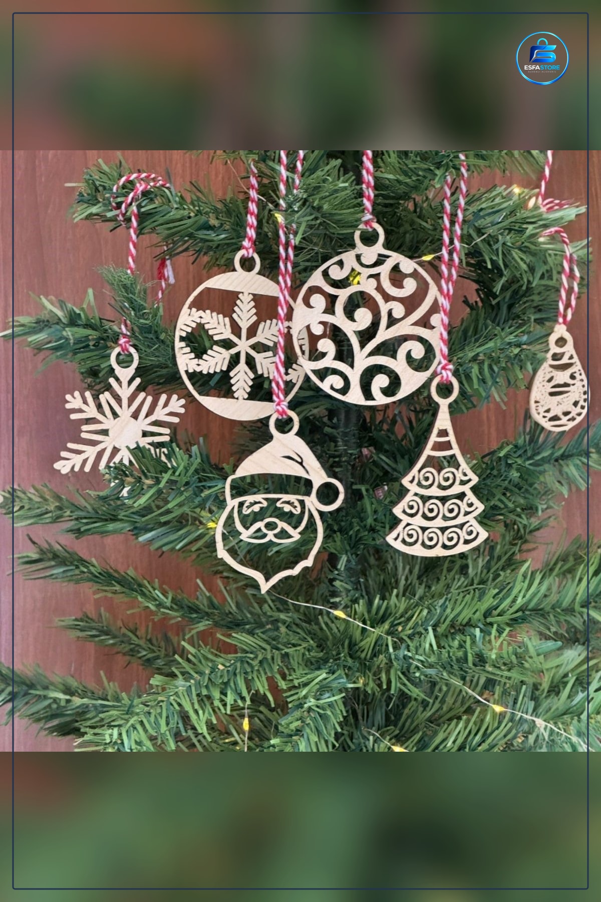 Ahşap Yılbaşı Süsü Noel Baba Kar Tanesi Ağaç Figürlü Hediyelik Dekor Seti Asılabilir Dayanıklı Ev