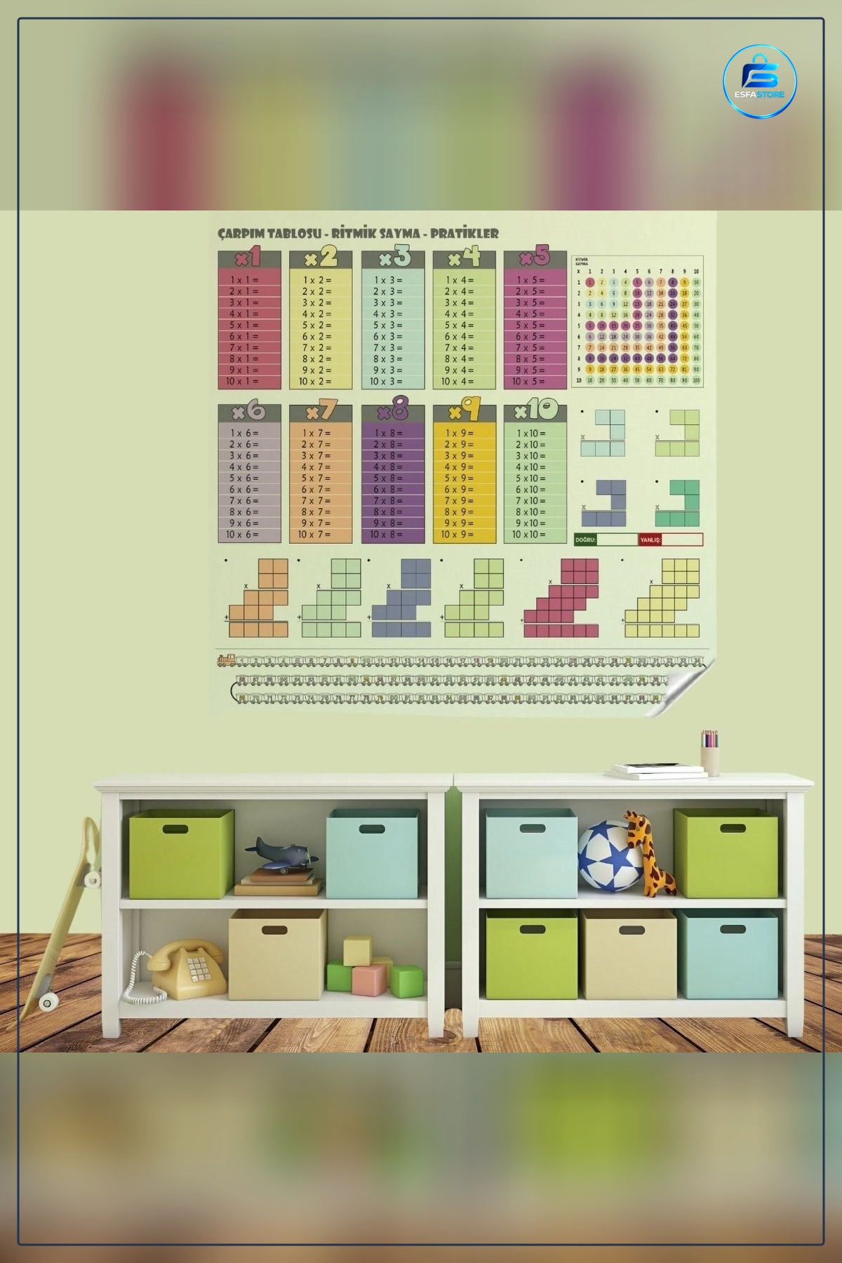 Çarpım Tablosu Ritmik Sayma Statik Kağıt Eğitici Büyük Boy Eğitim Posteri Çocuklar İçin Öğrenme
