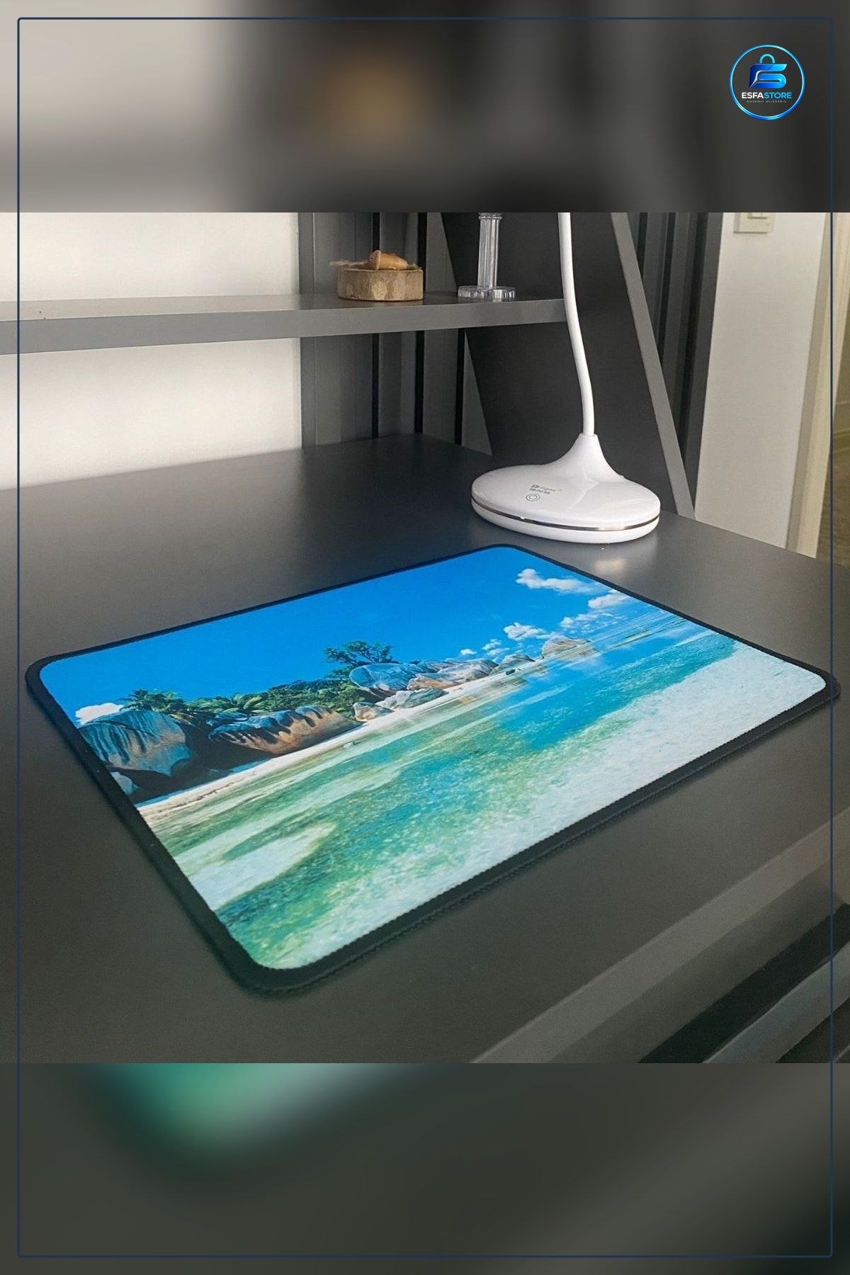 Ada Manzaralı Kaymaz Tabanlı Kumaş Yüzeyli Mouse Pad Çalışma Masası Ofis Oyuncu Ped Taşınabilir