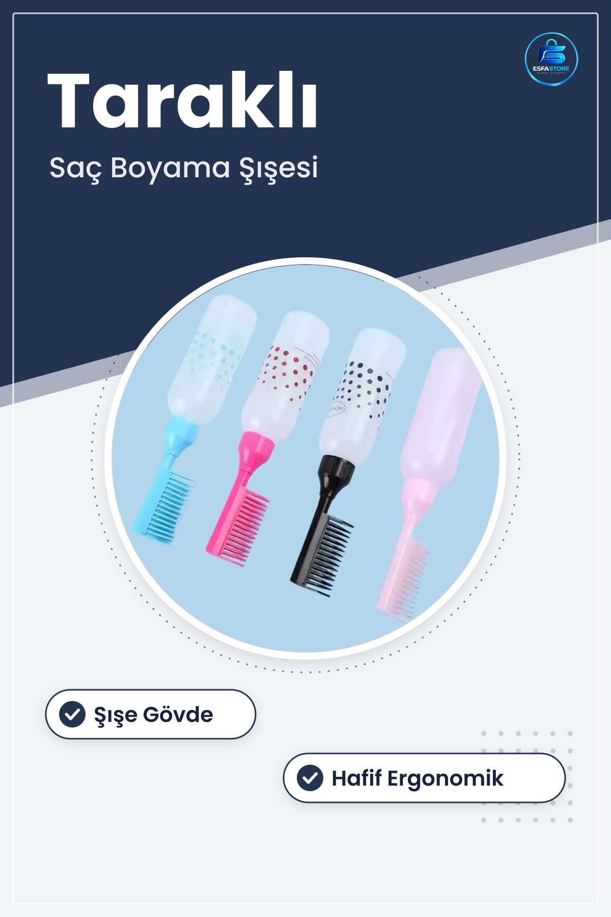 Taraklı Saç Boyama Uygulama Fırçası Aplikatör Ergonomik Hafif Kolay Temizlenebilir Pratik Kullanım