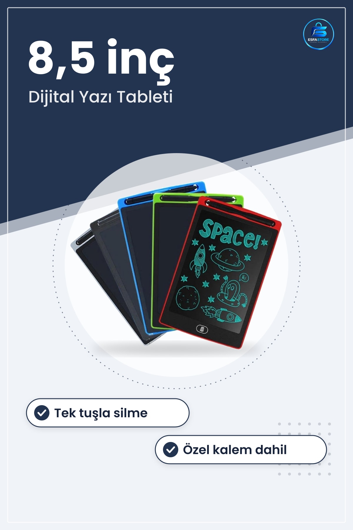 Dijital Yazı Tableti Ekran Silinebilir Kalemli Not Defteri Çocuklar İçin Eğlenceli Çizim Aracı