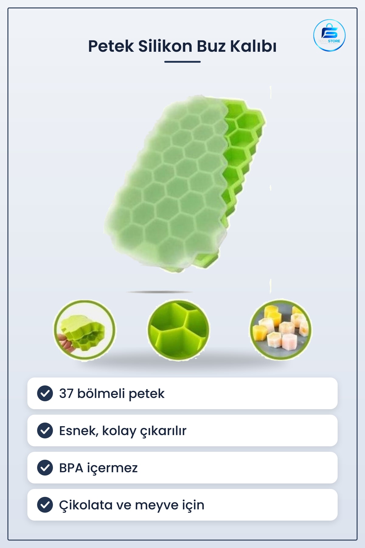 Petek Şeklinde Silikon Buz Kalıbı Esnek Dayanıklı Kolay Çıkarılabilir Gıda Dostu Mutfak Yardımcısı