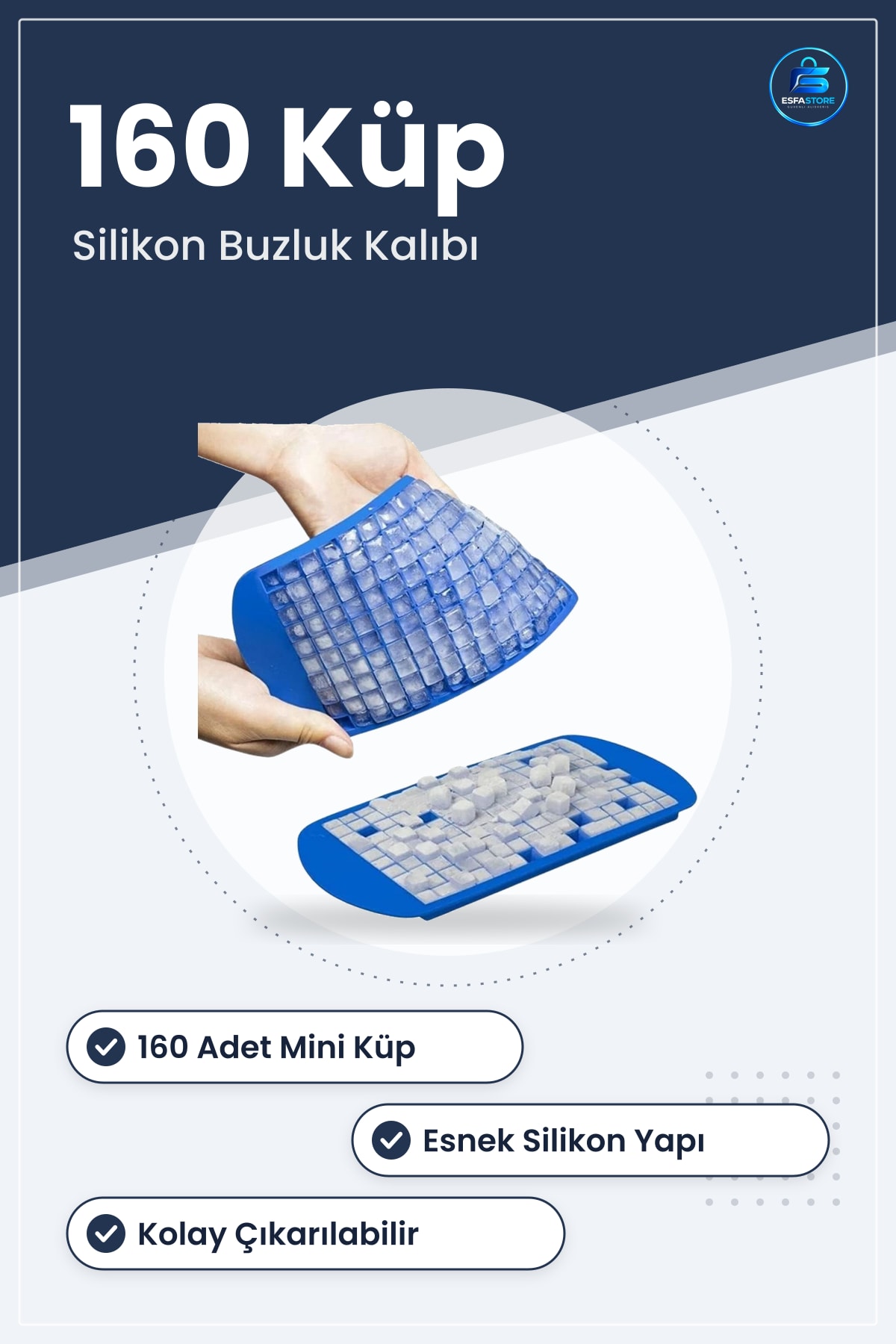 Mini Küp Şekilli Silikon Buzluk Kalıbı Esnek Kolay Çıkarılabilir Pratik Kullanım Hediyelik