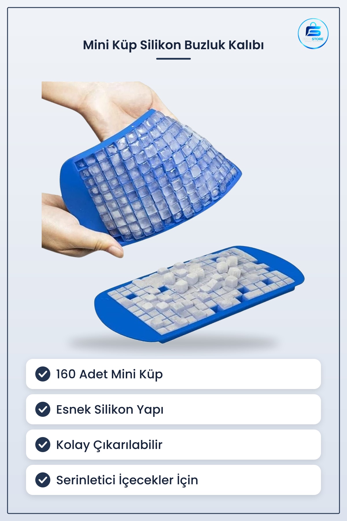 Mini Küp Şekilli Silikon Buzluk Kalıbı Esnek Kolay Çıkarılabilir Pratik Kullanım Hediyelik