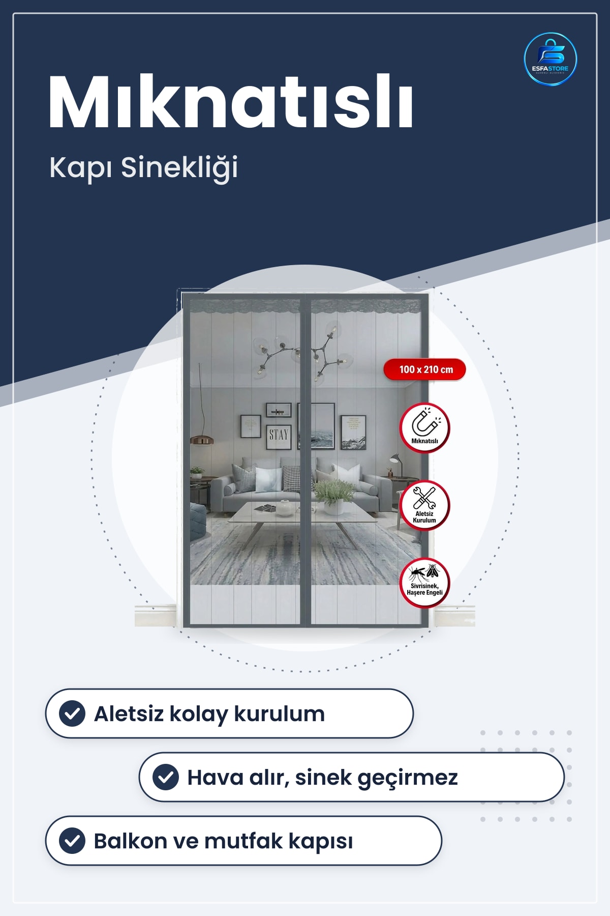 Mıknatıslı Kapı Sinekliği Otomatik Kapanan Manyetik Tül Perde Aletsiz Kolay Kurulum Dayanıklı