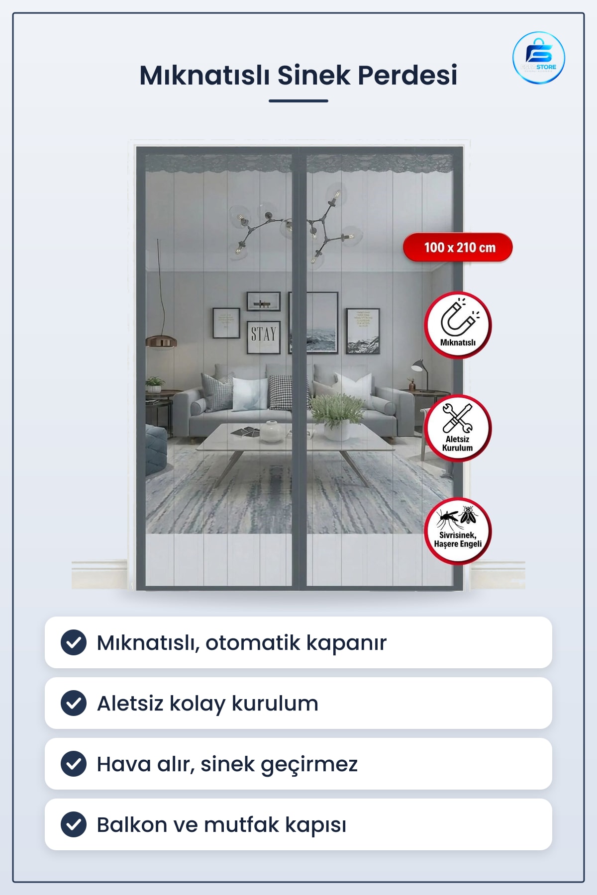 Mıknatıslı Kapı Sinekliği Otomatik Kapanan Manyetik Tül Perde Aletsiz Kolay Kurulum Dayanıklı
