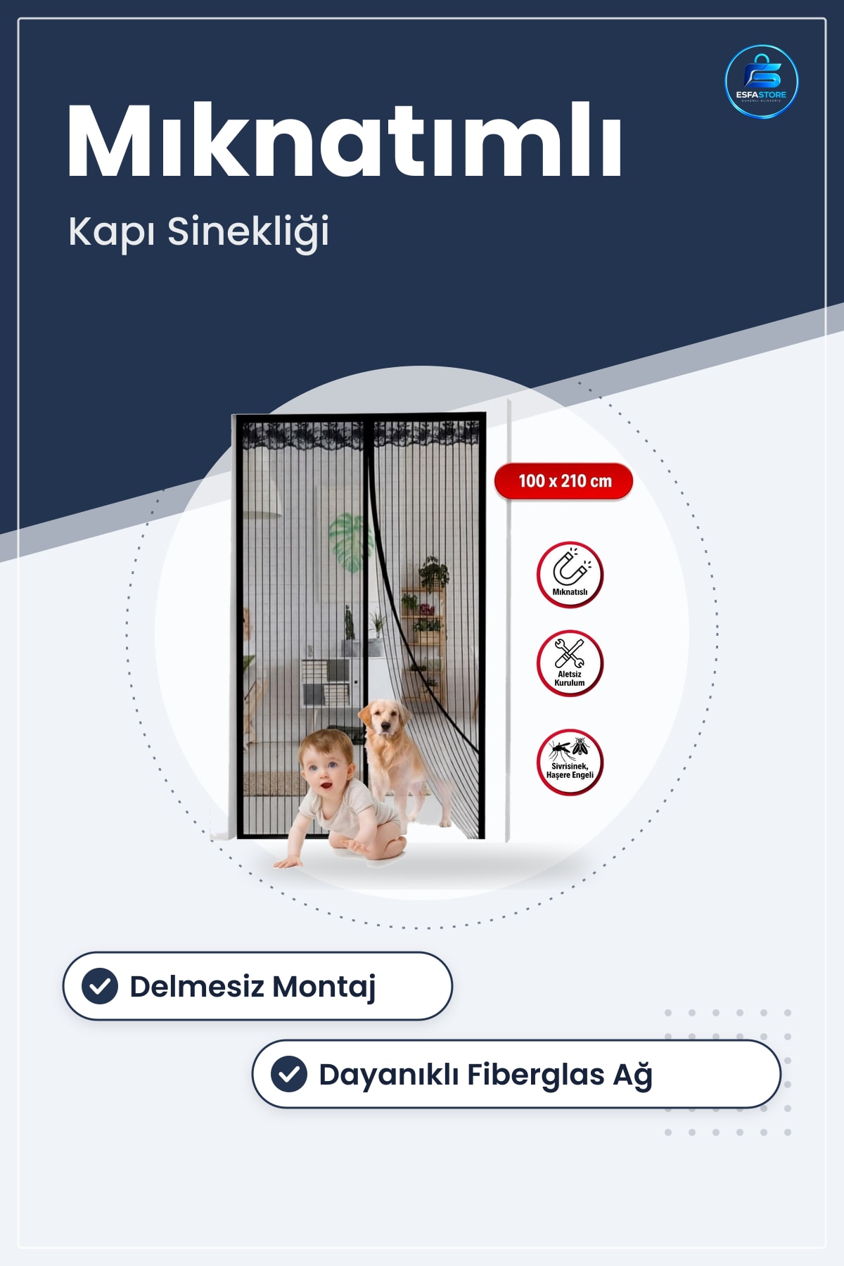 Mıknatıslı Kapı Sinekliği Otomatik Kapanır Manyetik Dayanıklı File Tül Sivrisinek Önleyici