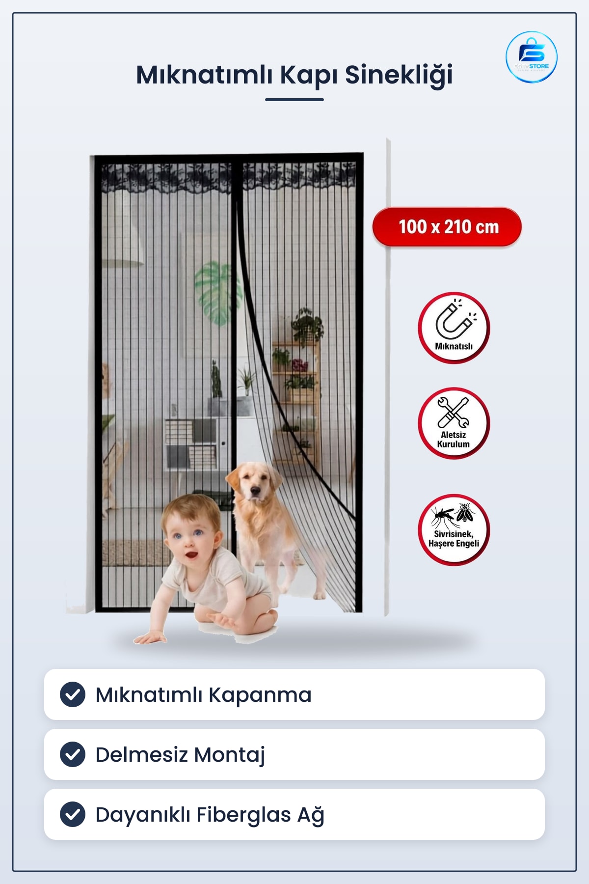 Mıknatıslı Kapı Sinekliği Otomatik Kapanır Manyetik Dayanıklı File Tül Sivrisinek Önleyici