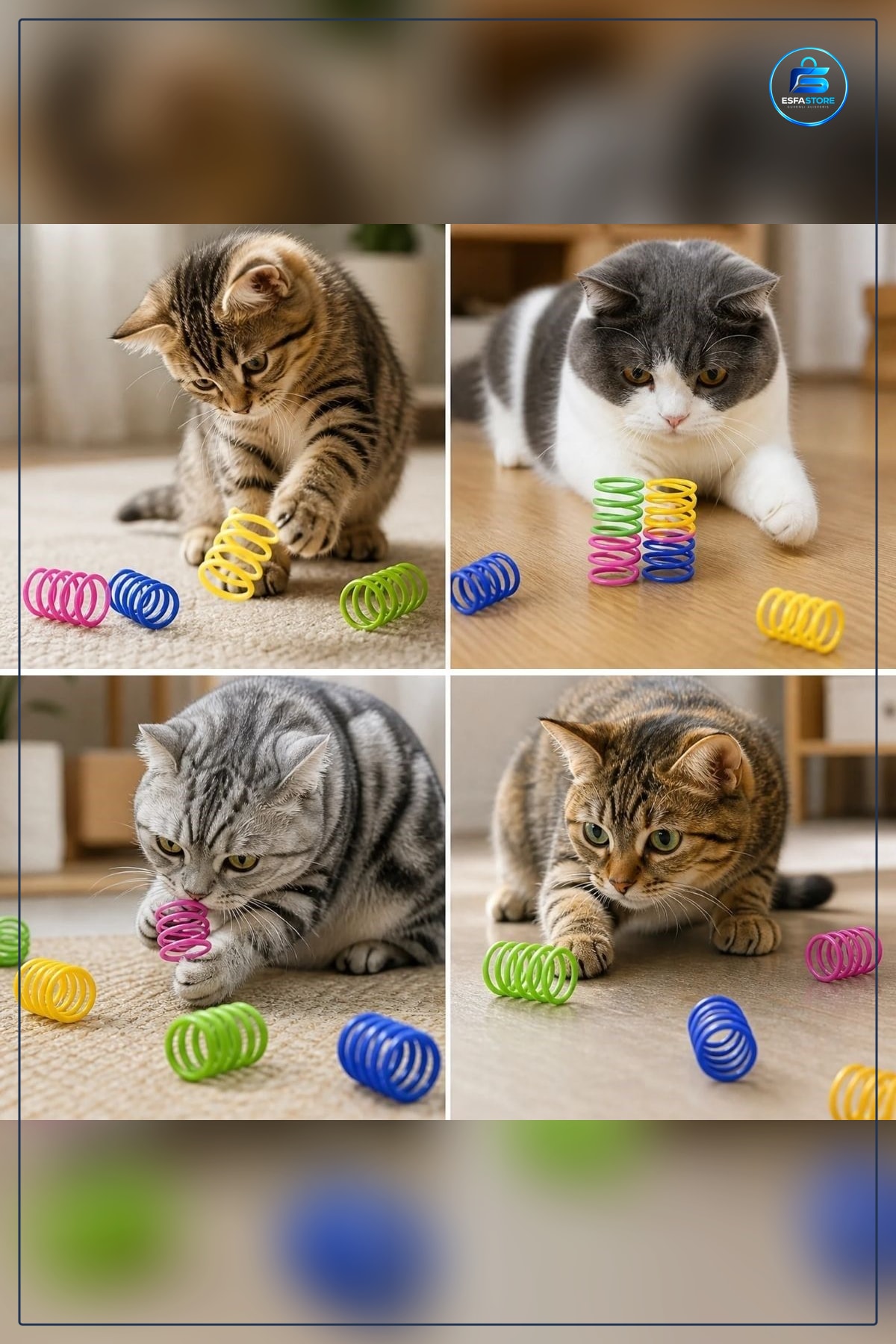 Spiral Yay Kedi Oyuncağı Esnek Hareketli Eğlenceli Oyun Seti Evde Kullanım Pratik Hediyelik