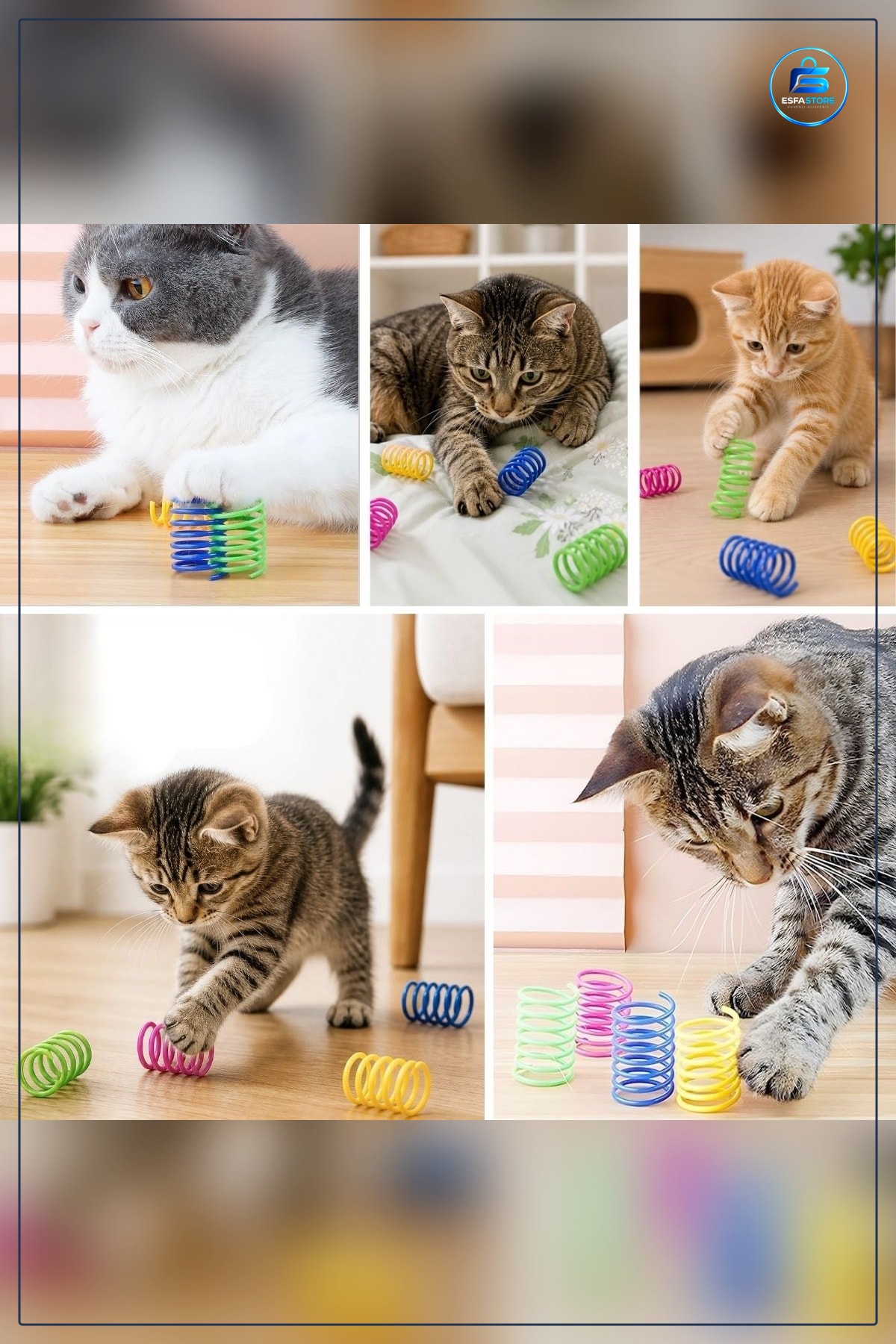 Spiral Yay Kedi Oyuncağı Esnek Hareketli Eğlenceli Oyun Seti Evde Kullanım Pratik Hediyelik
