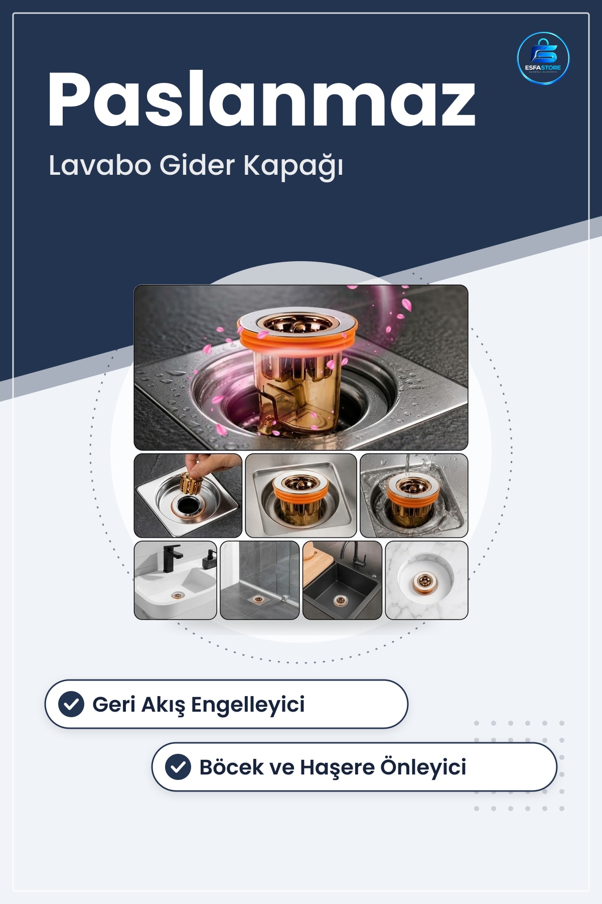 Gider Kapağı Koku ve Böcek Önleyici Duş Lavabo İçin Geri Akış Engelleyici Plastik Yer Süzgeci