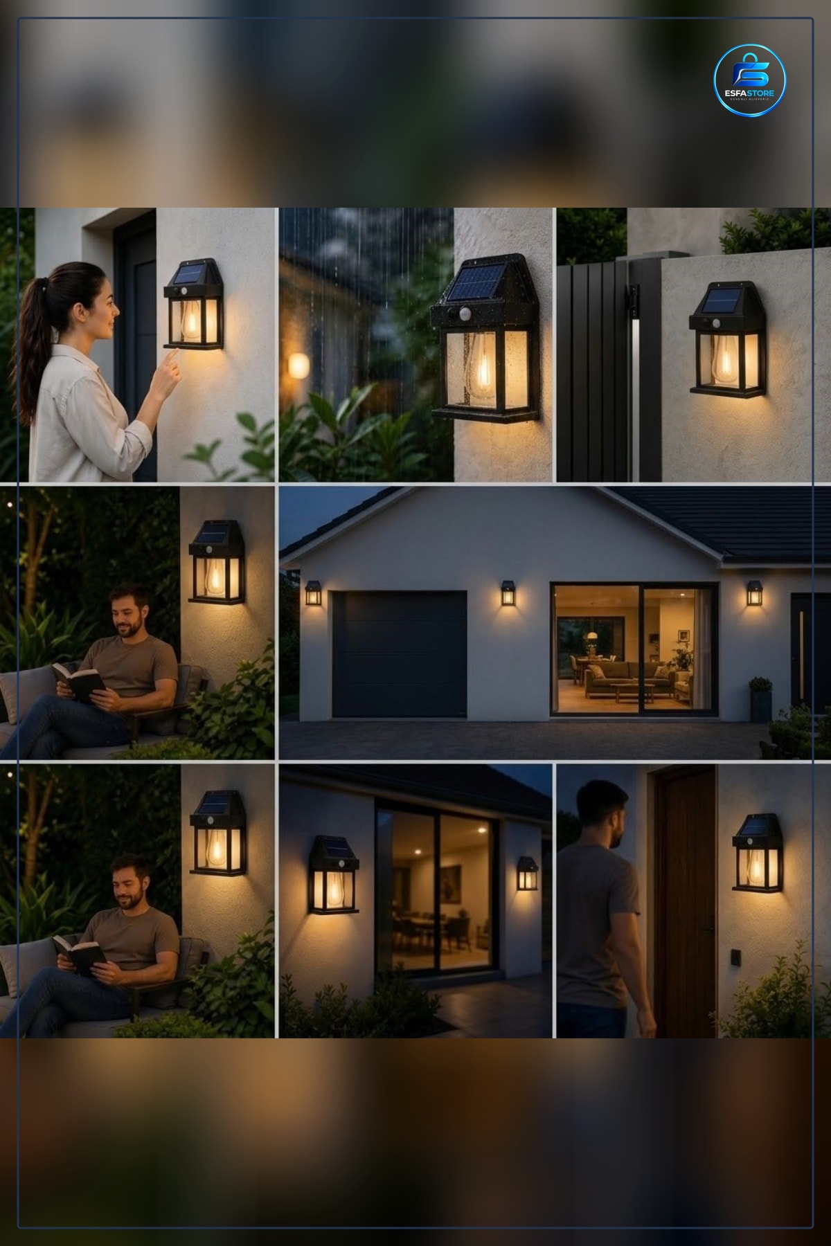 Ampul Model Solar LED Duvar Aplik Hareket Sensörlü Güneş Enerjili Kablosuz Dış Mekân Bahçe Lambası