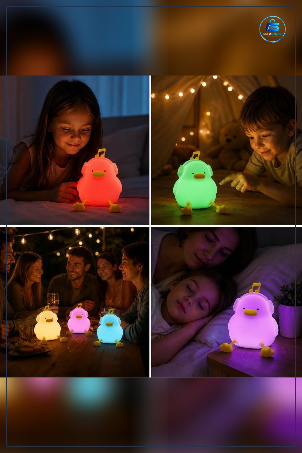 Silikon Ördek LED Masa Lambası Müzisyen Tasarımlı Dokunmatik Renk Değiştiren USB Gece Işığı