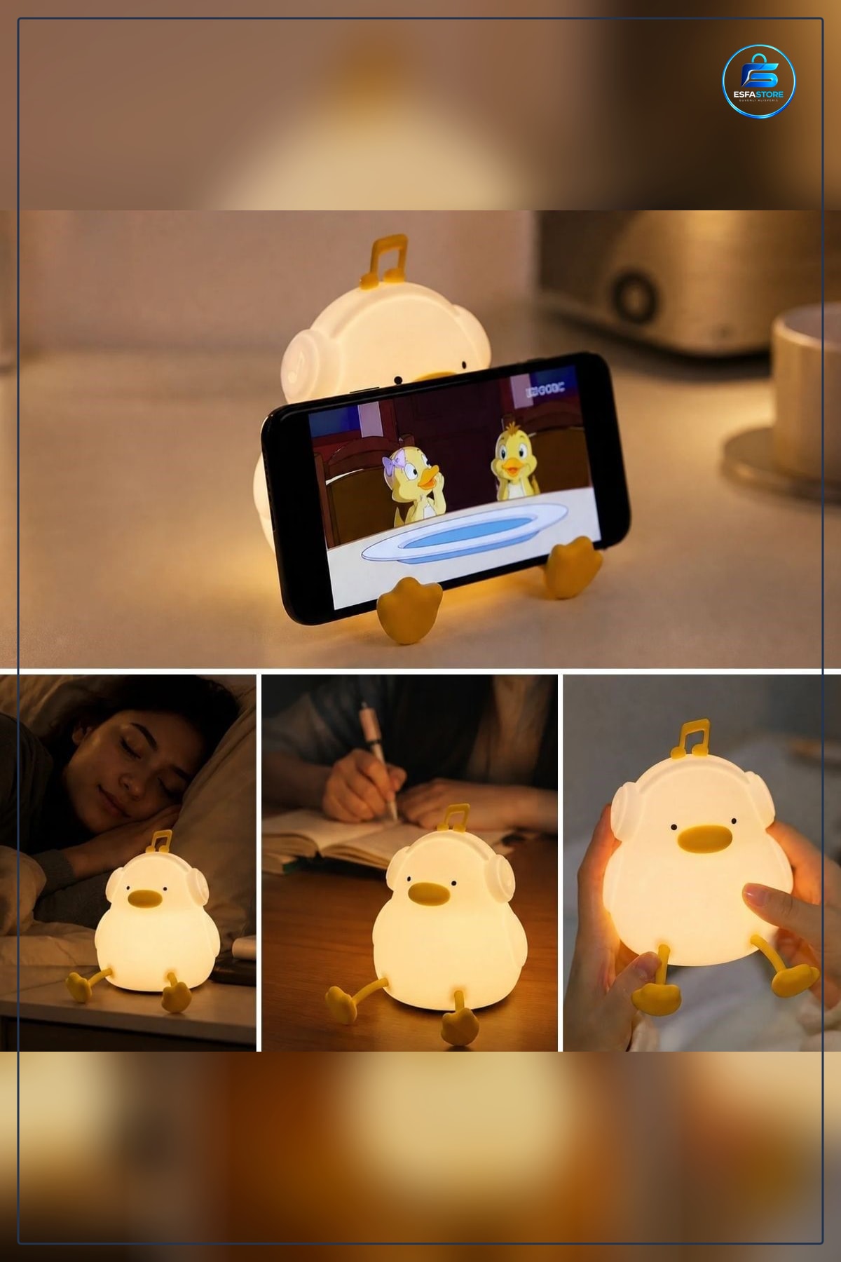 Silikon Ördek LED Masa Lambası Müzisyen Tasarımlı Dokunmatik Renk Değiştiren USB Gece Işığı