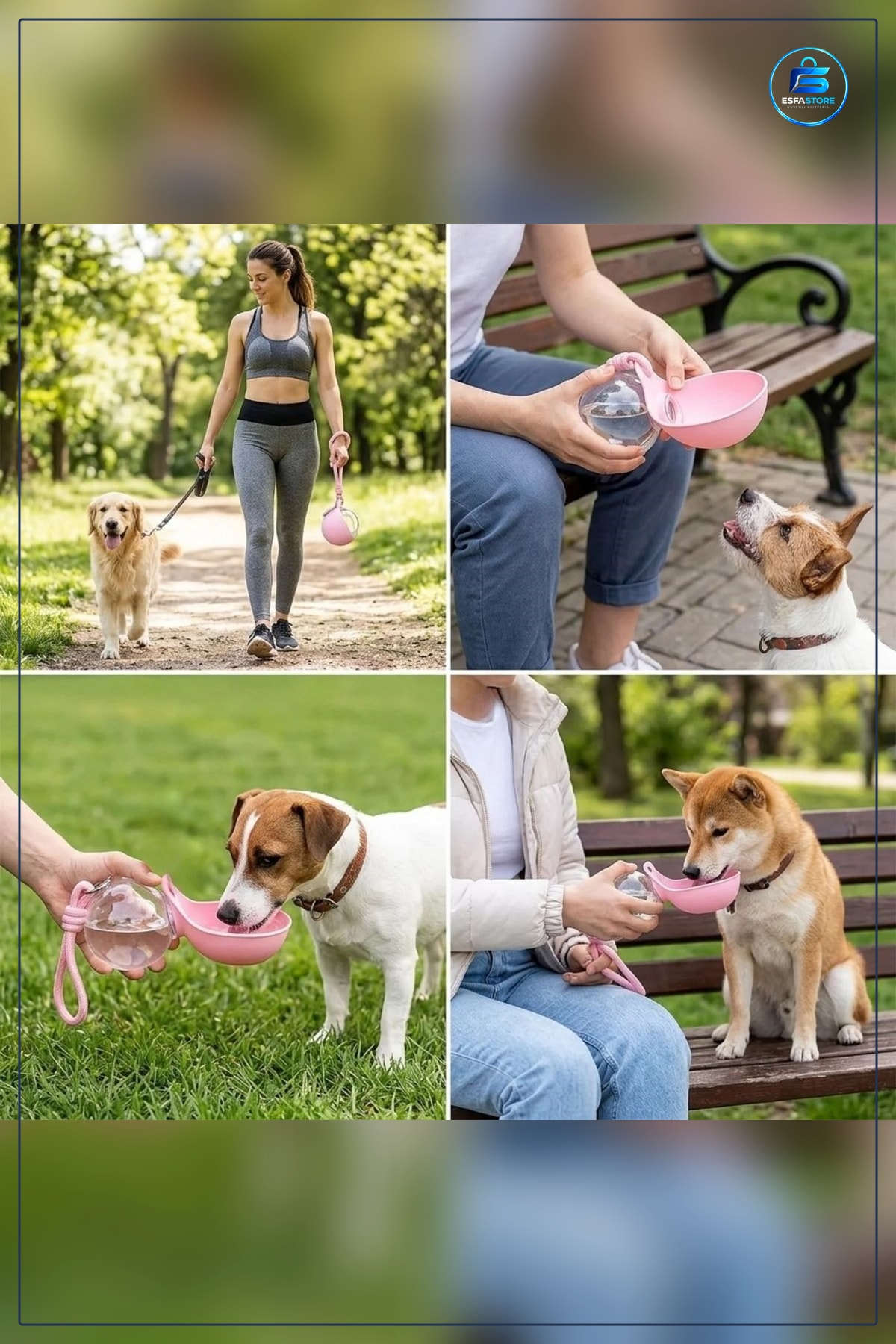 Kedi Köpek Su Şişesi Katlanabilir Kaseli 2si 1 Arada 285 ml Sızdırmaz Taşıma Askılı Seyahat Suluk