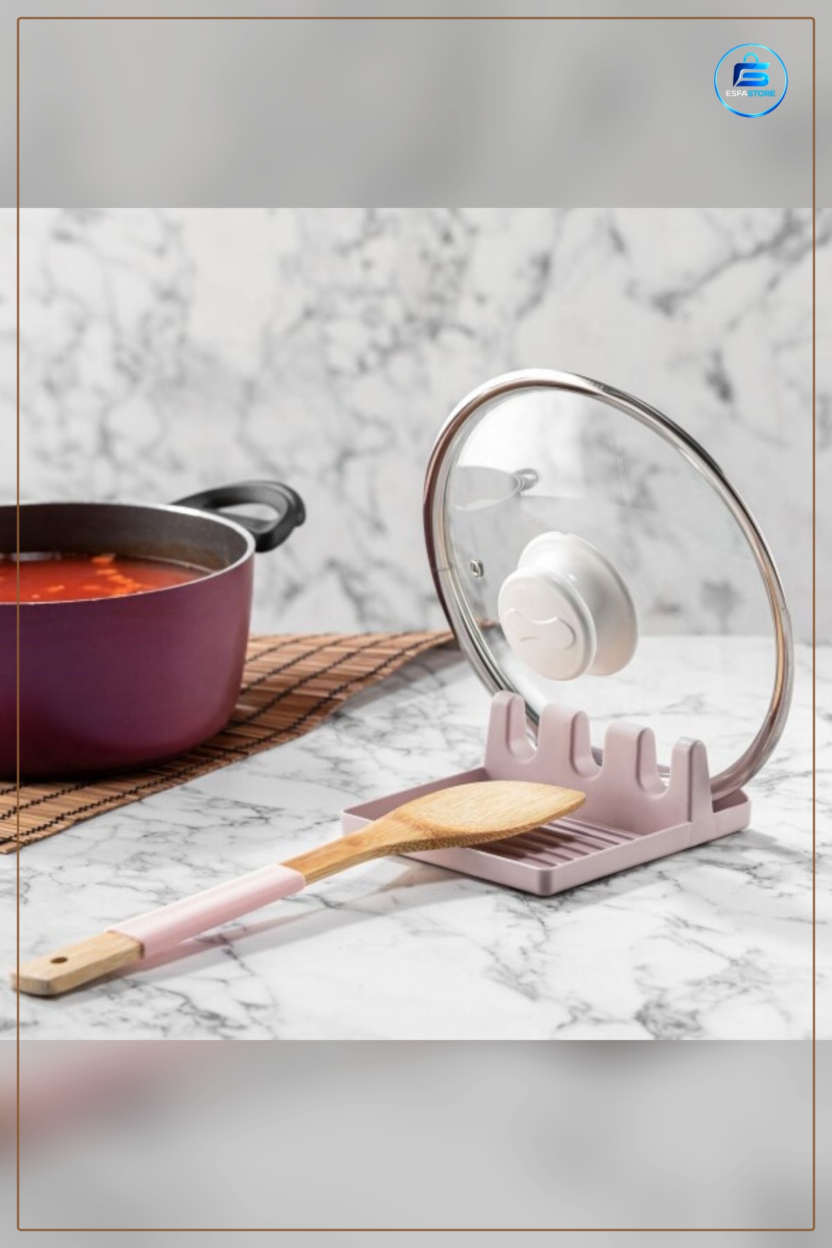 Tencere Kapak Standı Kaşıklıklı Kaşık Kepçe Altlığı Mutfak Düzenleyici Pratik Organizer