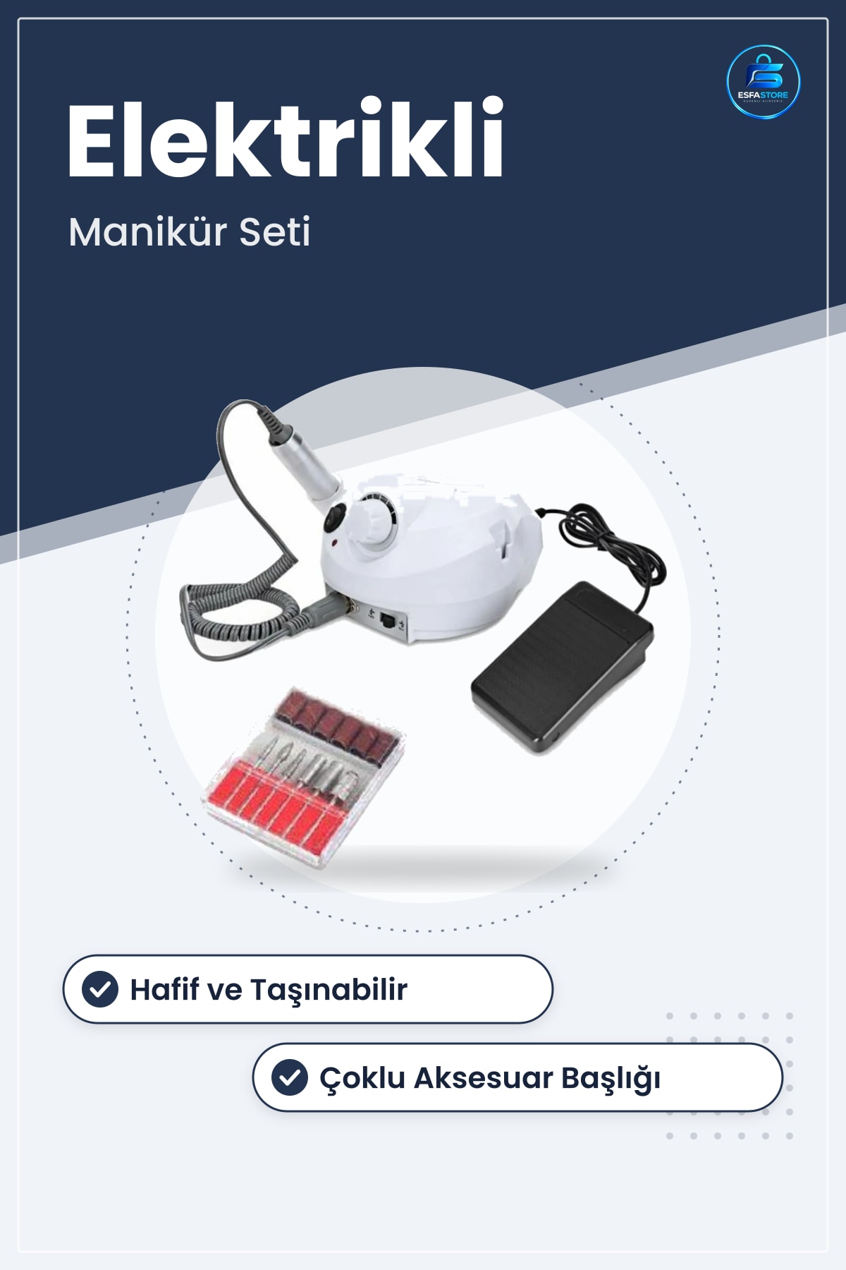 Profesyonel Ev Tipi Manikür Pedikür Tırnak Bakım Seti Elektrikli Hafif Taşınabilir Hijyenik Şık