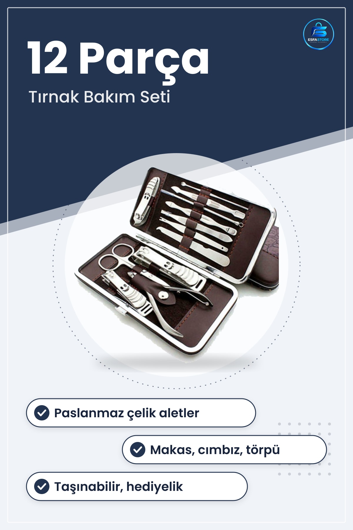 Manikür Pedikür Tırnak Bakım Seti Çanta Tipi Taşınabilir Dayanıklı Hediyelik Kişisel Kullanım Kiti