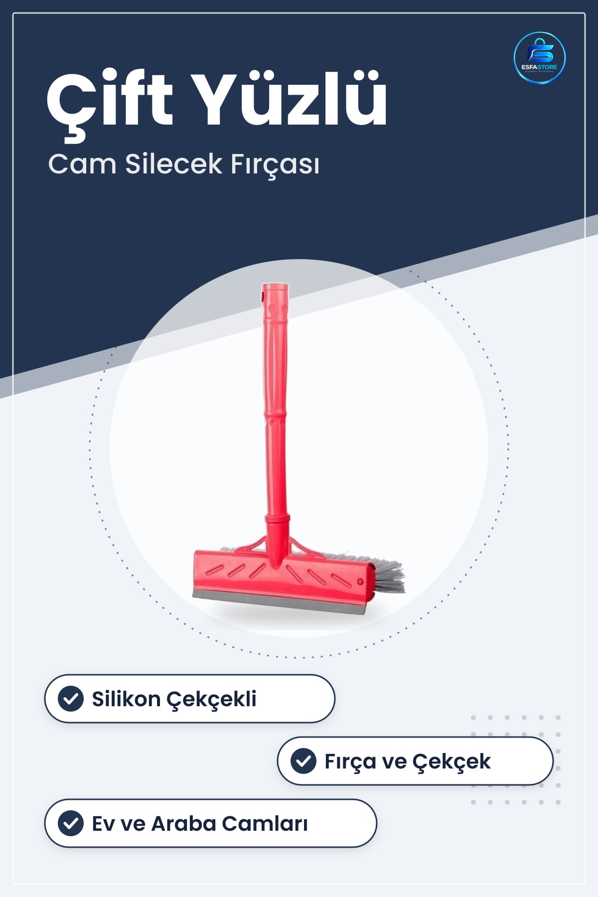 Cam Temizleme Fırçası Silikon Çekçekli Ev ve Araba Camları İçin Pratik Dayanıklı Kullanışlı