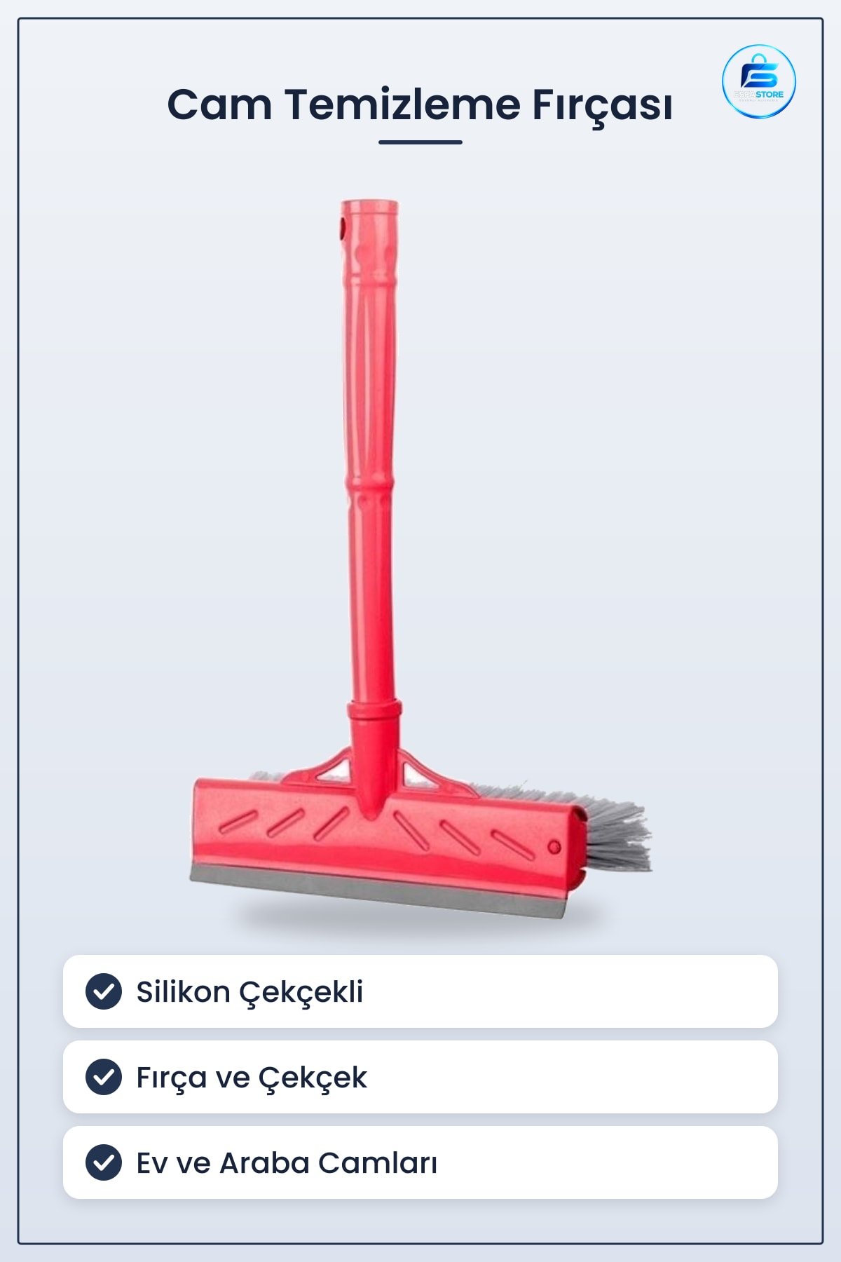 Cam Temizleme Fırçası Silikon Çekçekli Ev ve Araba Camları İçin Pratik Dayanıklı Kullanışlı