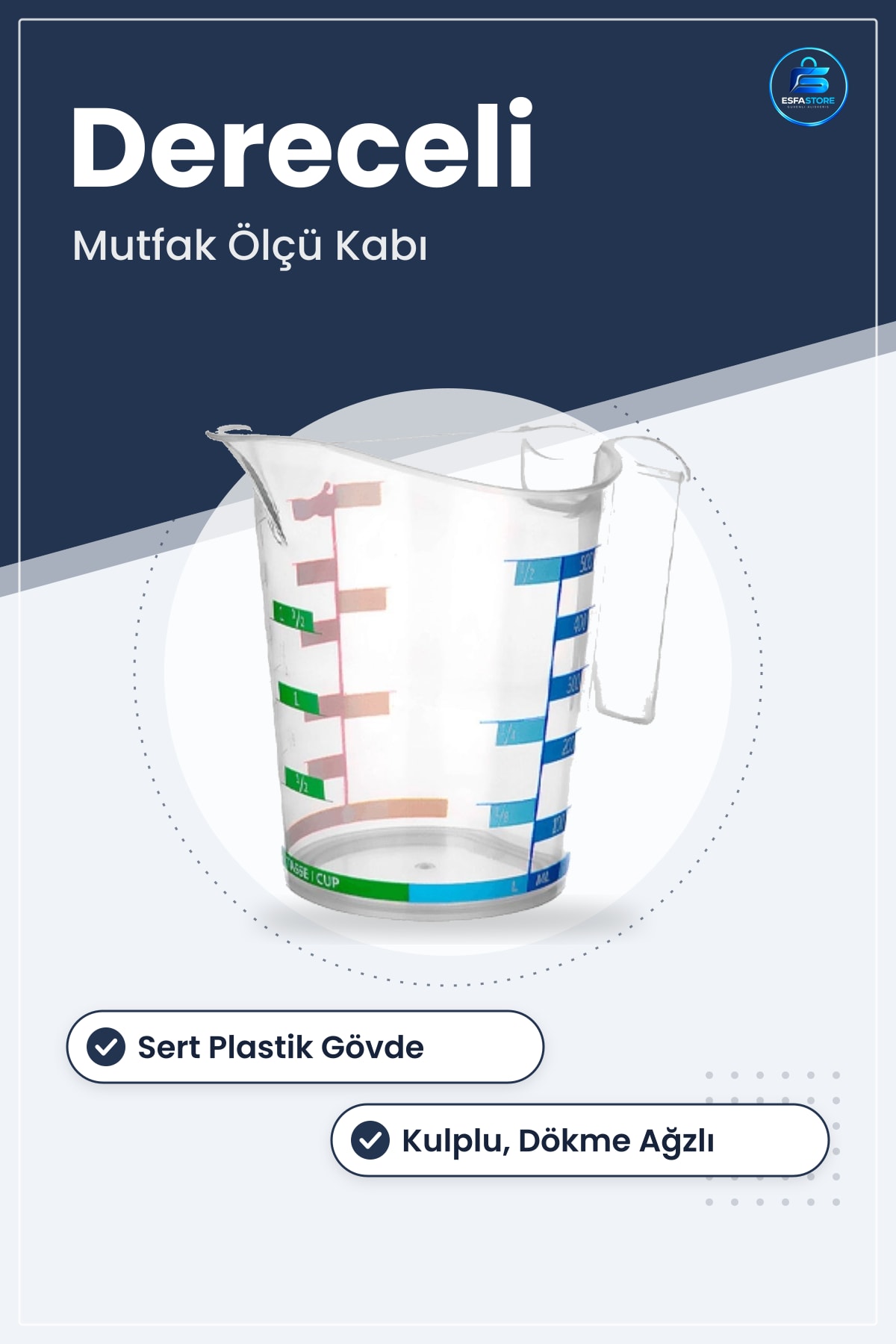 Dereceli Sert Plastik Mutfak Ölçü Kabı Sıvı Malzeme Ölçme Aparatı Kullanışlı Dayanıklı Gereç