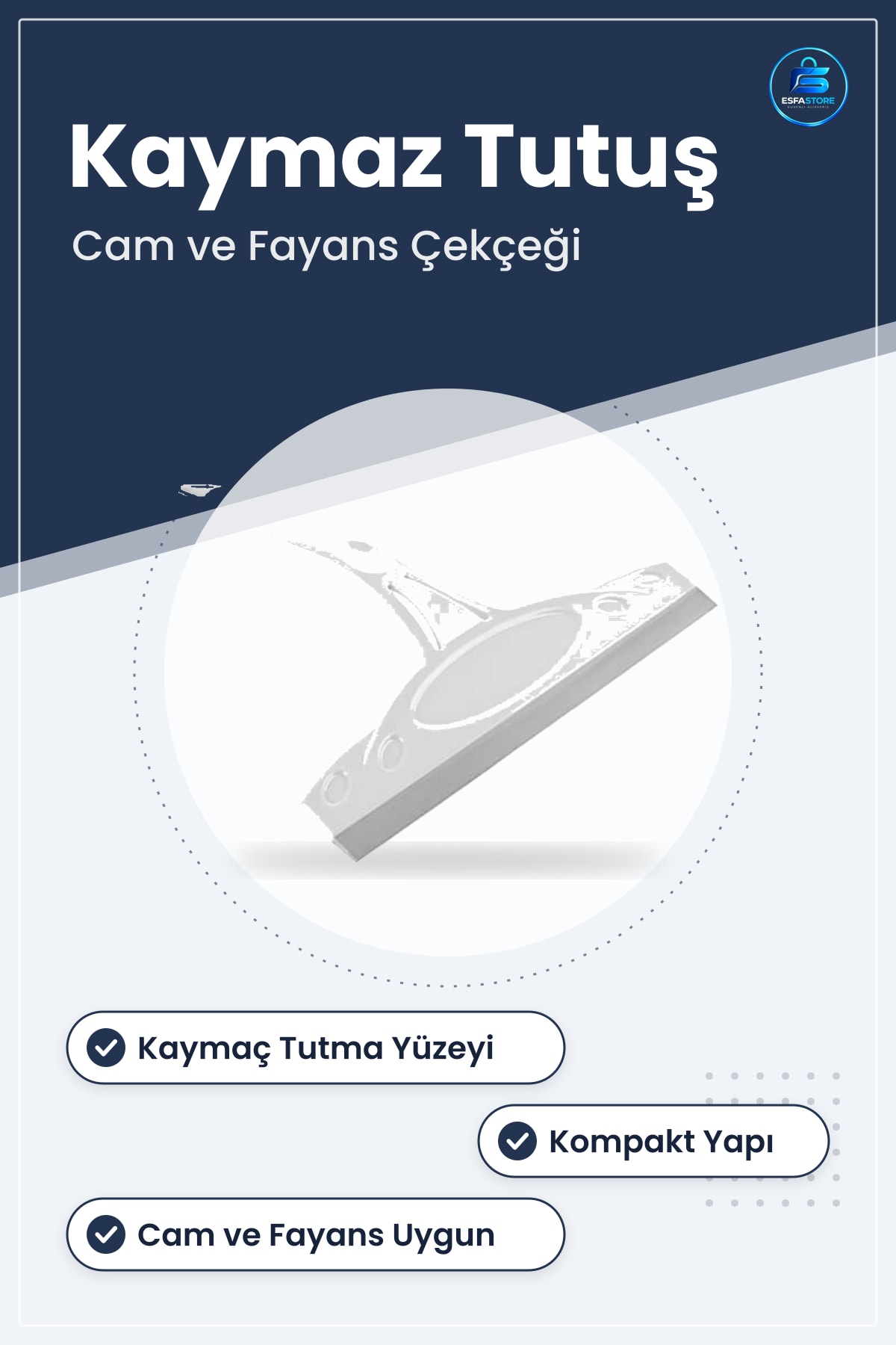 El Tipi Plastik Cam ve Fayans Çekçek Kaymaz Tutma Yüzeyli Pratik Dayanıklı Temizlik Aparatı