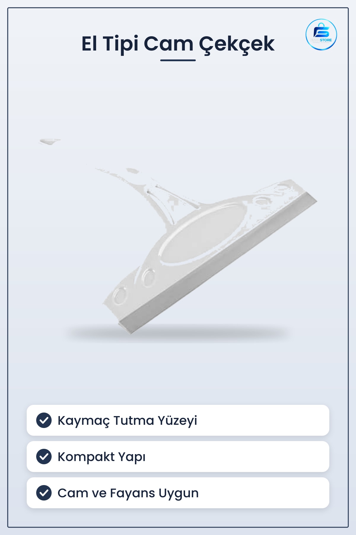 El Tipi Plastik Cam ve Fayans Çekçek Kaymaz Tutma Yüzeyli Pratik Dayanıklı Temizlik Aparatı