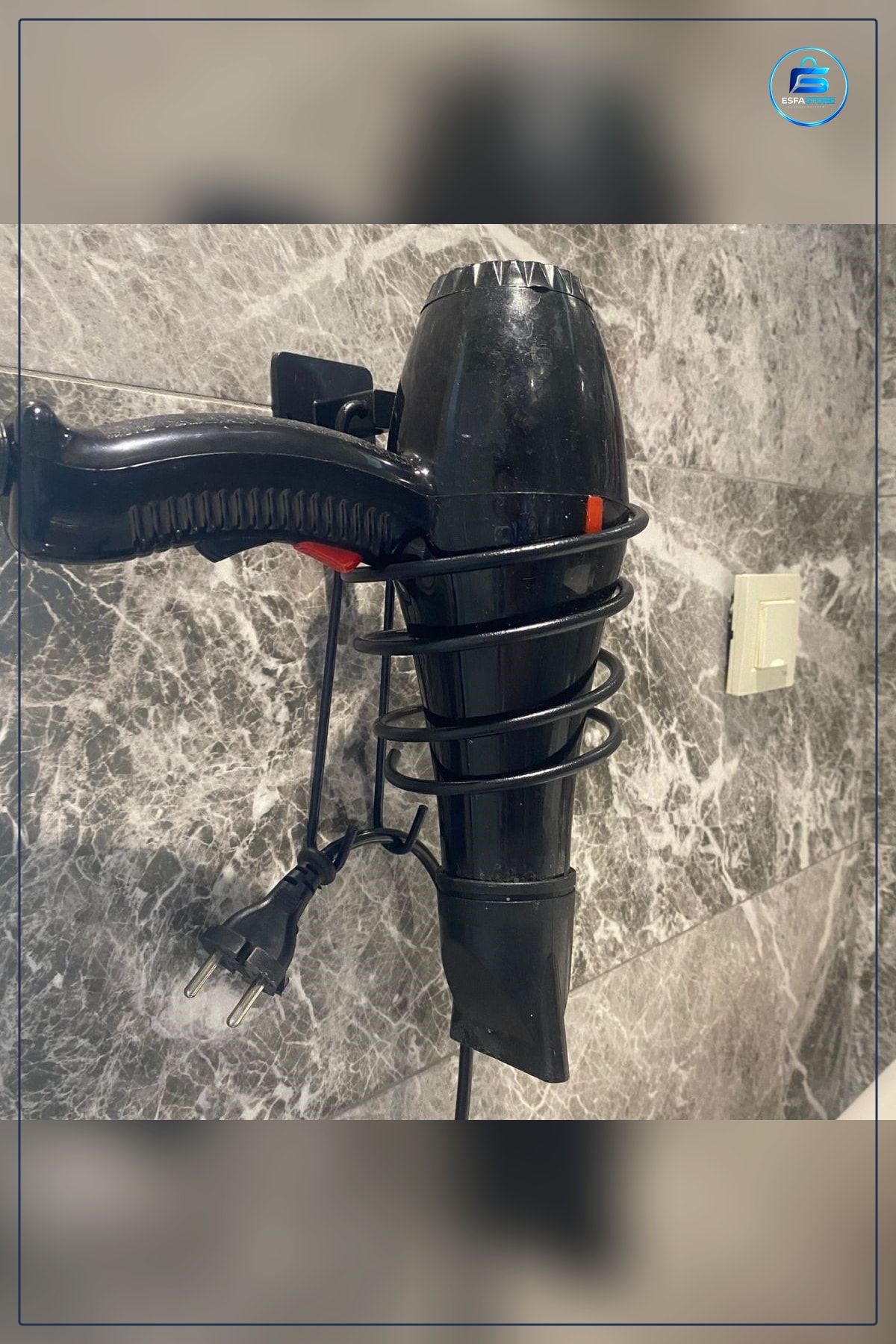 Fön Makinesi Askısı Kendiliğinden Yapışkanlı Paslanmaz Metal Banyo Mutfak Delmesiz Montajlı Tutucu