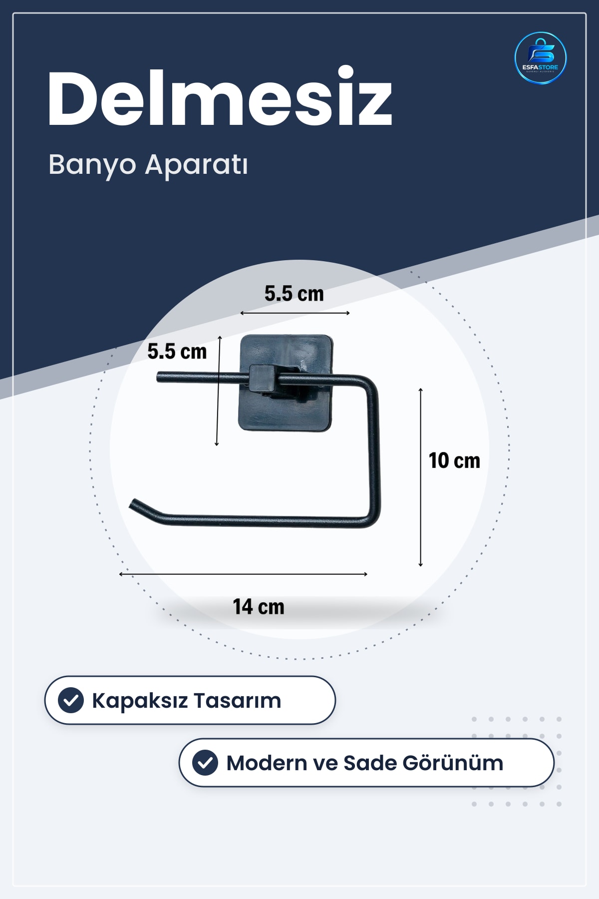 Kendiliğinden Yapışkanlı Kapaksız Tuvalet Kağıtlığı Delmesiz Banyo Aparatı Paslanmaz Metal Modern