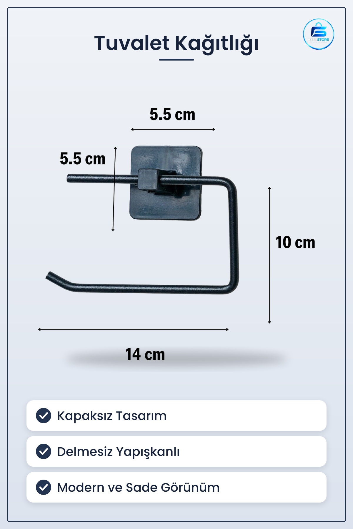 Kendiliğinden Yapışkanlı Kapaksız Tuvalet Kağıtlığı Delmesiz Banyo Aparatı Paslanmaz Metal Modern