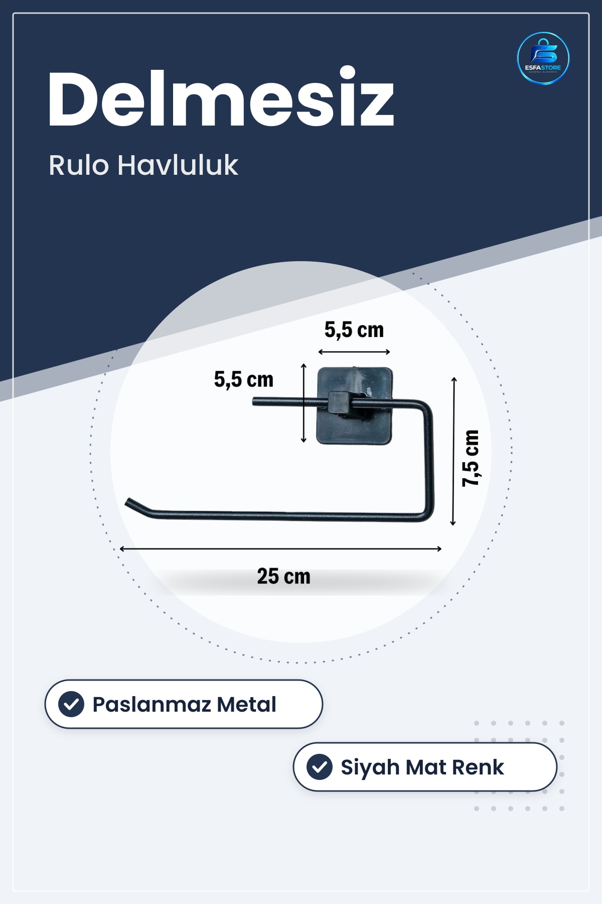 Kendiliğinden Yapışkanlı Paslanmaz Metal Rulo Havluluk Aparatı Mutfak Banyo Delmesiz Montajlı