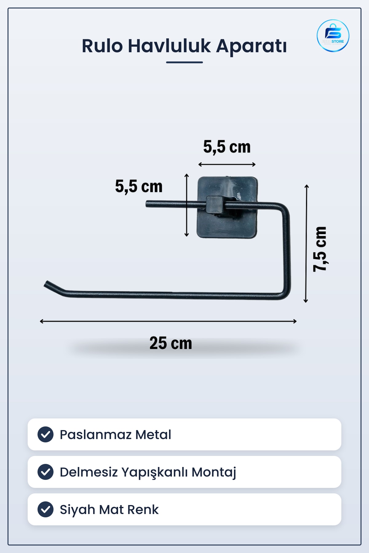 Kendiliğinden Yapışkanlı Paslanmaz Metal Rulo Havluluk Aparatı Mutfak Banyo Delmesiz Montajlı