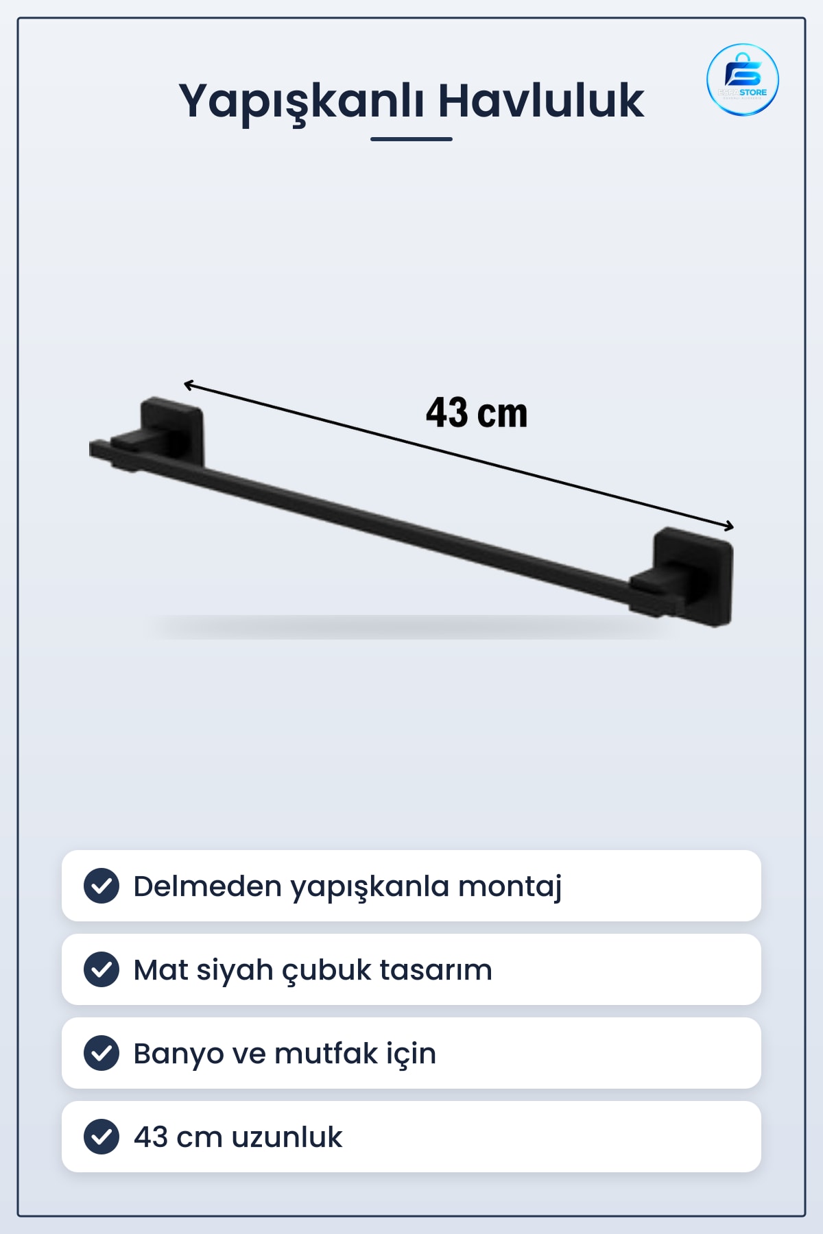 Kendiliğinden Yapışkanlı Çubuk Havluluk Delmesiz Banyo Mutfak Duvar Askısı Modern Tasarım Pratik