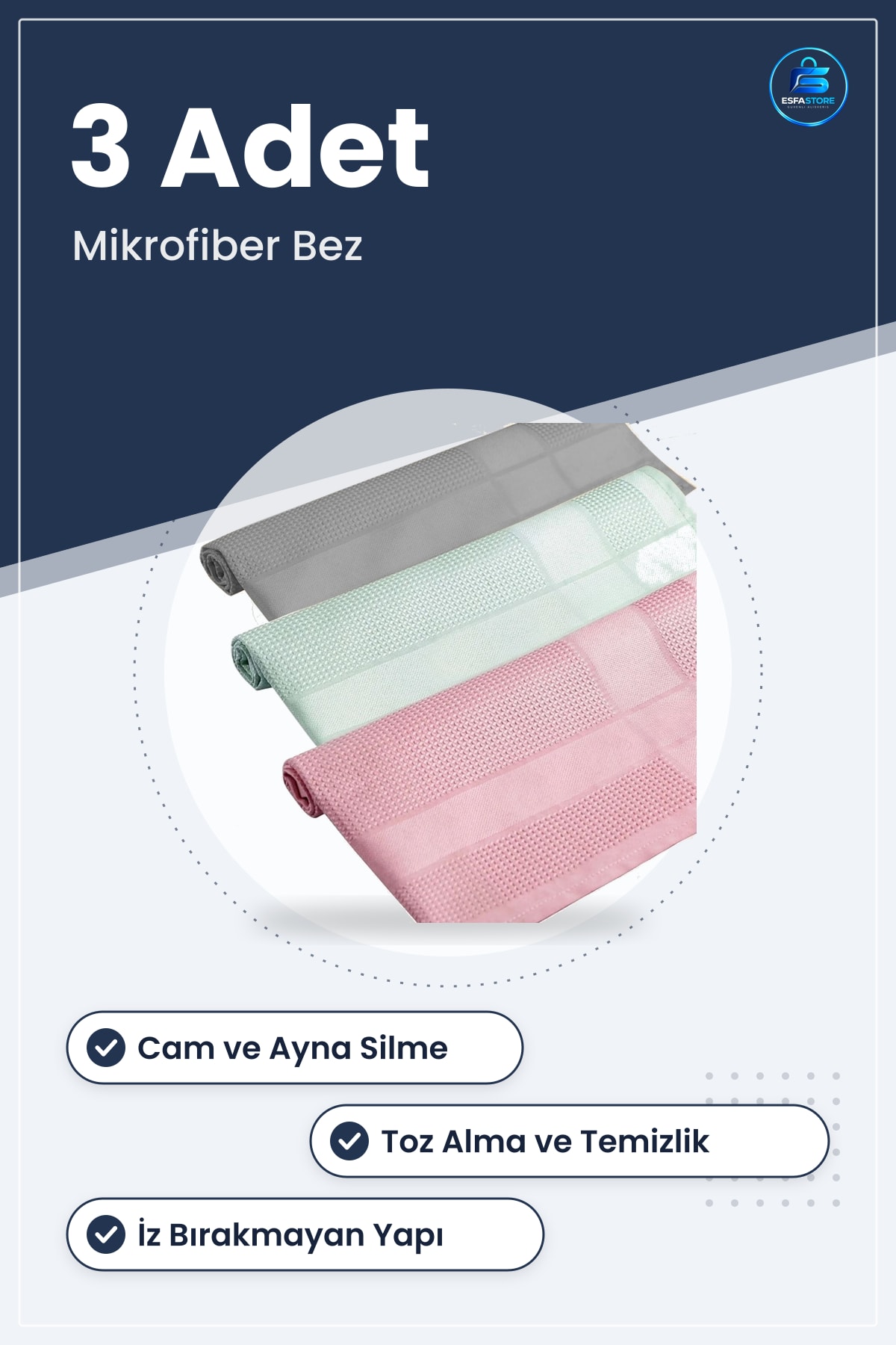 Mikrofiber Temizlik Bezi Cam ve Ayna Silme Toz Alma İz Bırakmayan Kullanışlı Dayanıklı Pratik Set