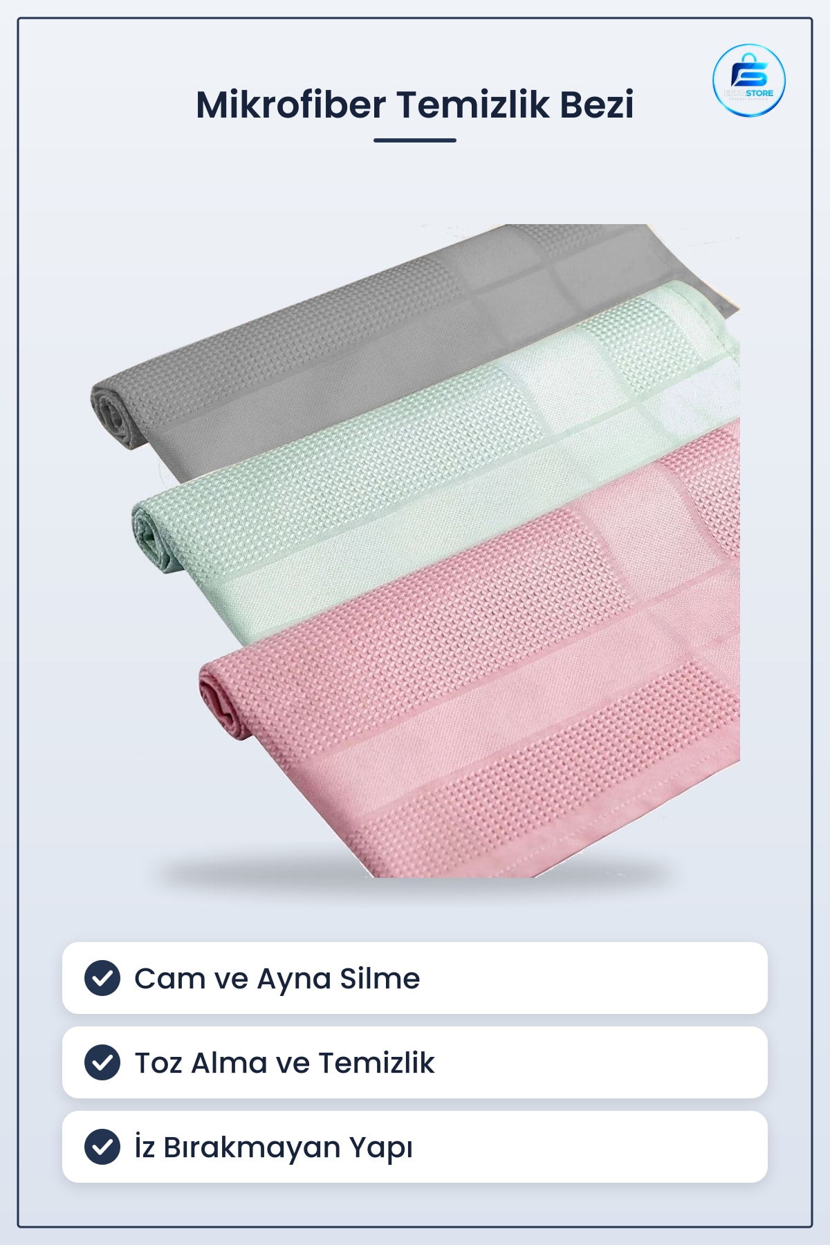 Mikrofiber Temizlik Bezi Cam ve Ayna Silme Toz Alma İz Bırakmayan Kullanışlı Dayanıklı Pratik Set