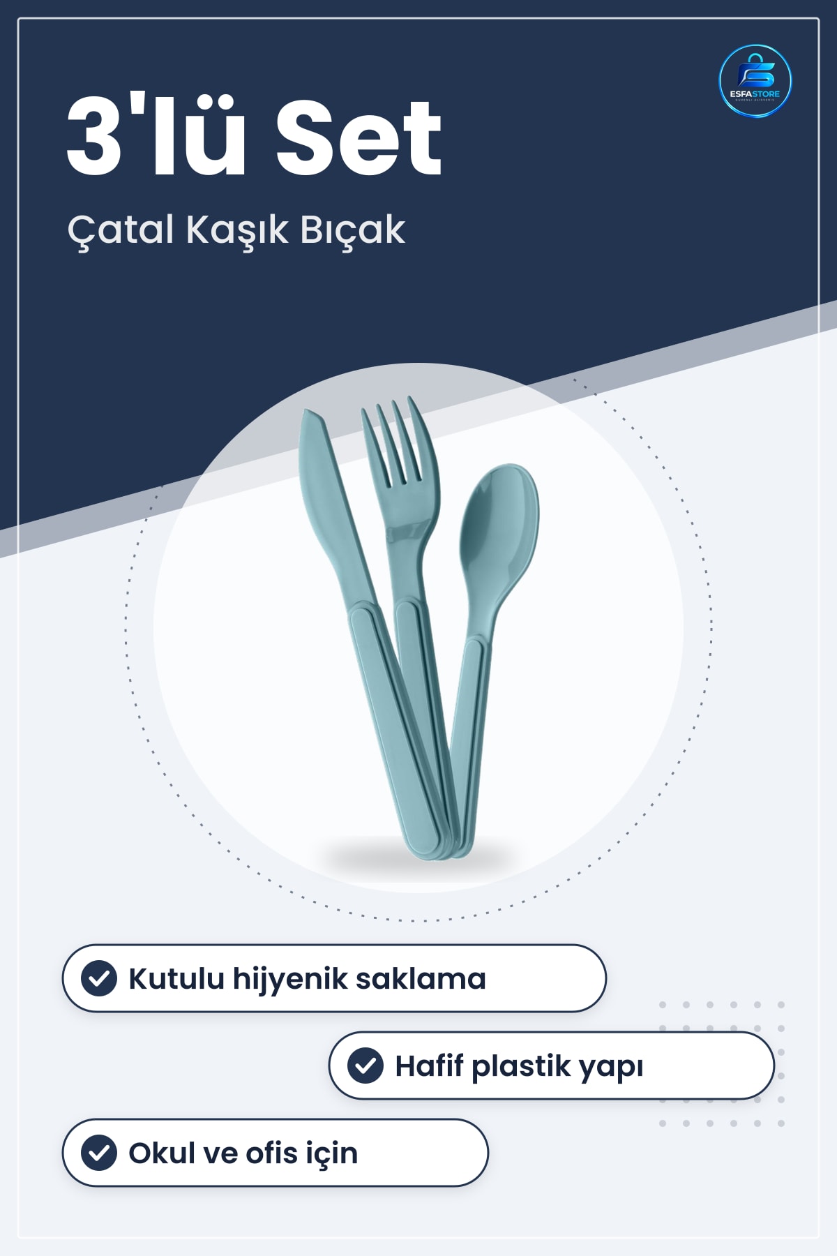 Piknik Çatal Kaşık Bıçak Seti Kutulu Plastik Taşınabilir Hijyenik Seyahat Kamp Okul Ofis Hafif