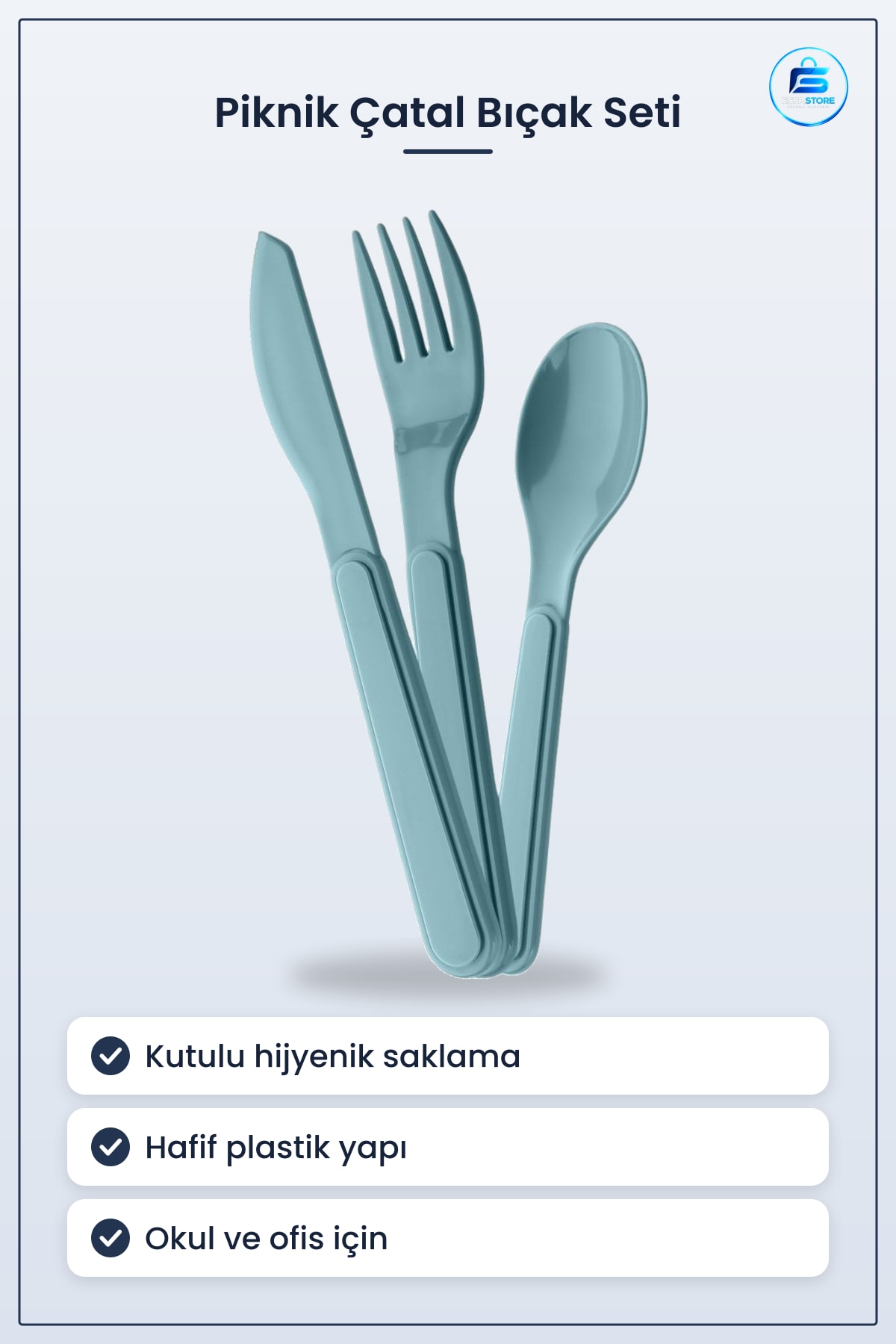 Piknik Çatal Kaşık Bıçak Seti Kutulu Plastik Taşınabilir Hijyenik Seyahat Kamp Okul Ofis Hafif