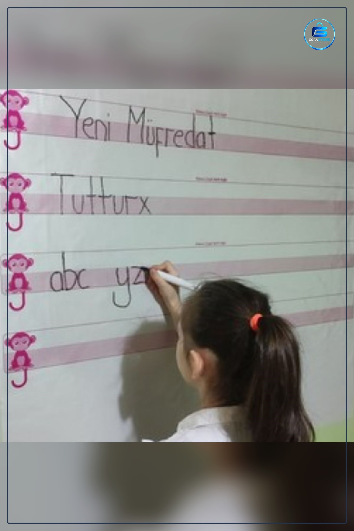 Kılavuz Çizgili Statik Yazı Kağıdı Duvarda İz Bırakmaz Yeni Müfredata Uygun Eğitim Materyali Okul