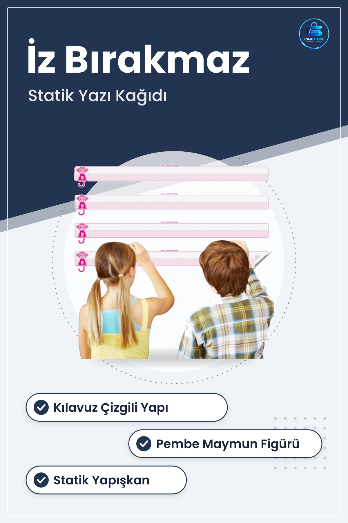Kılavuz Çizgili Statik Yazı Kağıdı Duvarda İz Bırakmaz Yeni Müfredata Uygun Eğitim Materyali Okul
