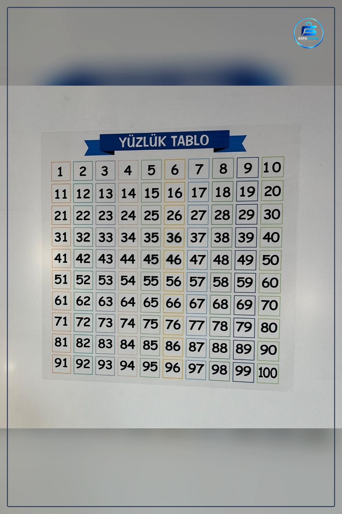 Matematik Öğreten Yüzlük Tablo Statik Kağıt Duvarda İz Bırakmaz Eğitim Materyali Okul Ofis Pratik