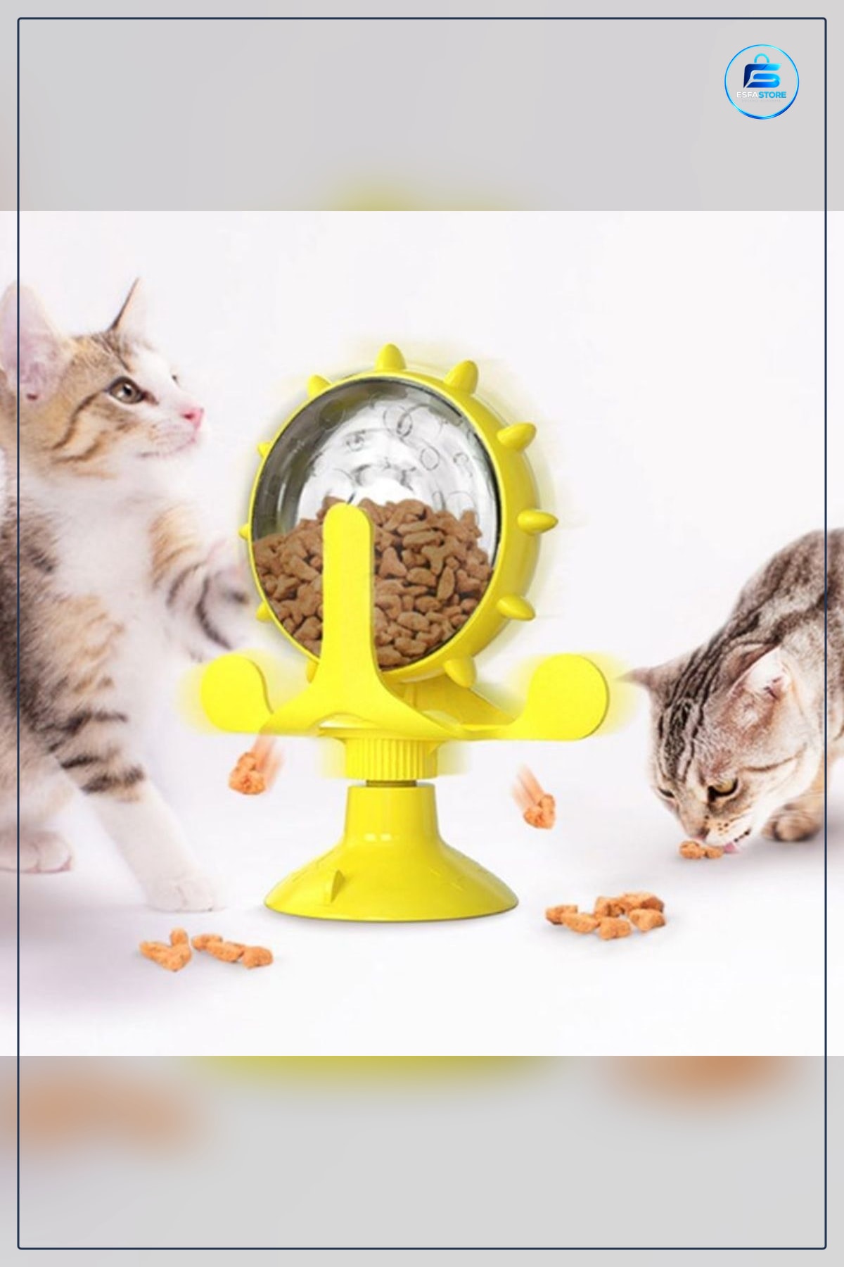 Kedi Oyuncağı Vantuzlu Zilli İnteraktif Derece Dönebilen Mama Kaplı Eğitici Renkli Oyuncak