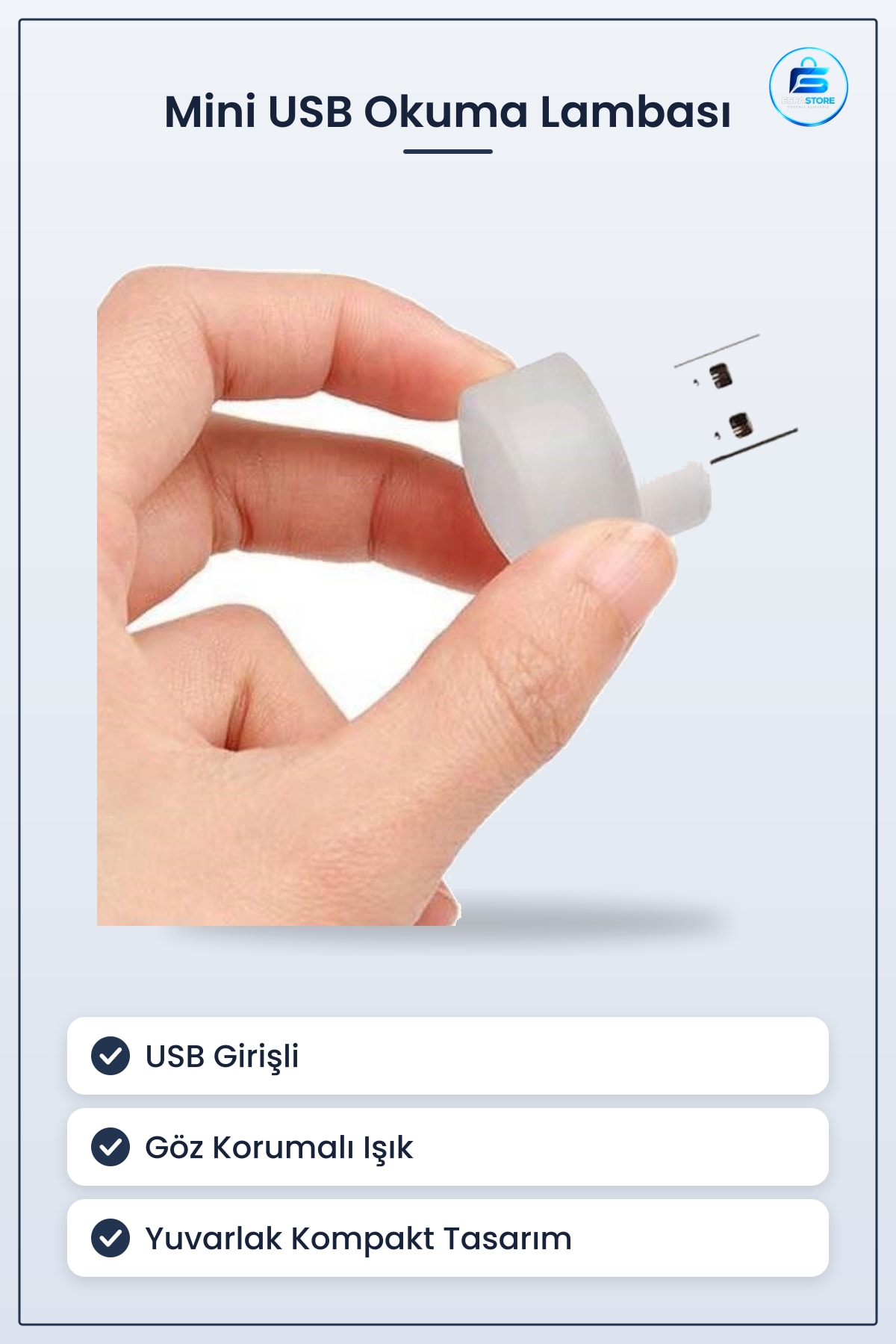 Mini USB Okuma Işığı Led Göz Korumalı Gece Lambası 1W Yuvarlak 37mm 24mm Kolay Kullanılabilir