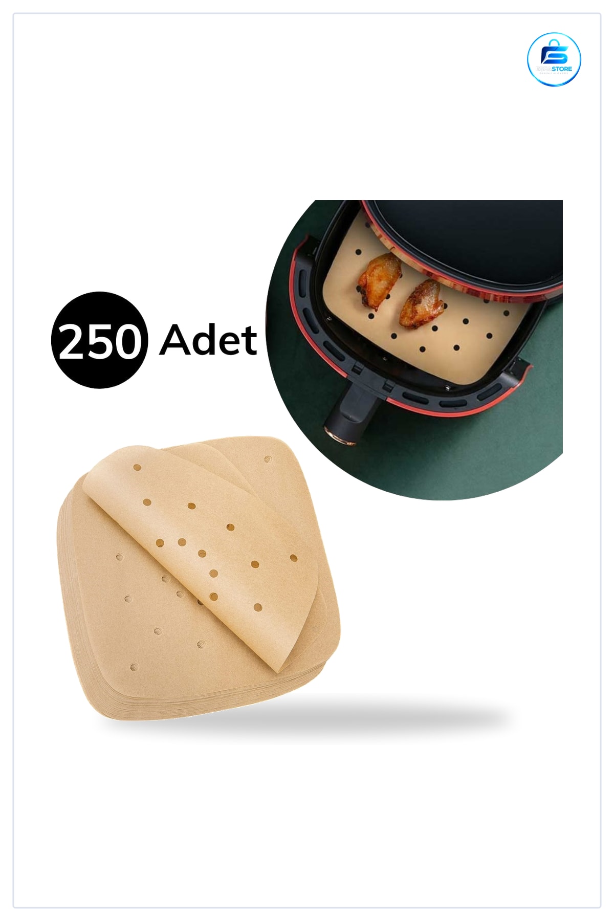 Hava Fritöz Tek Kullanımlık Yağ Geçirmez Yapışmaz Delikli Kare Gıda Pişirme Kağıdı Pratik