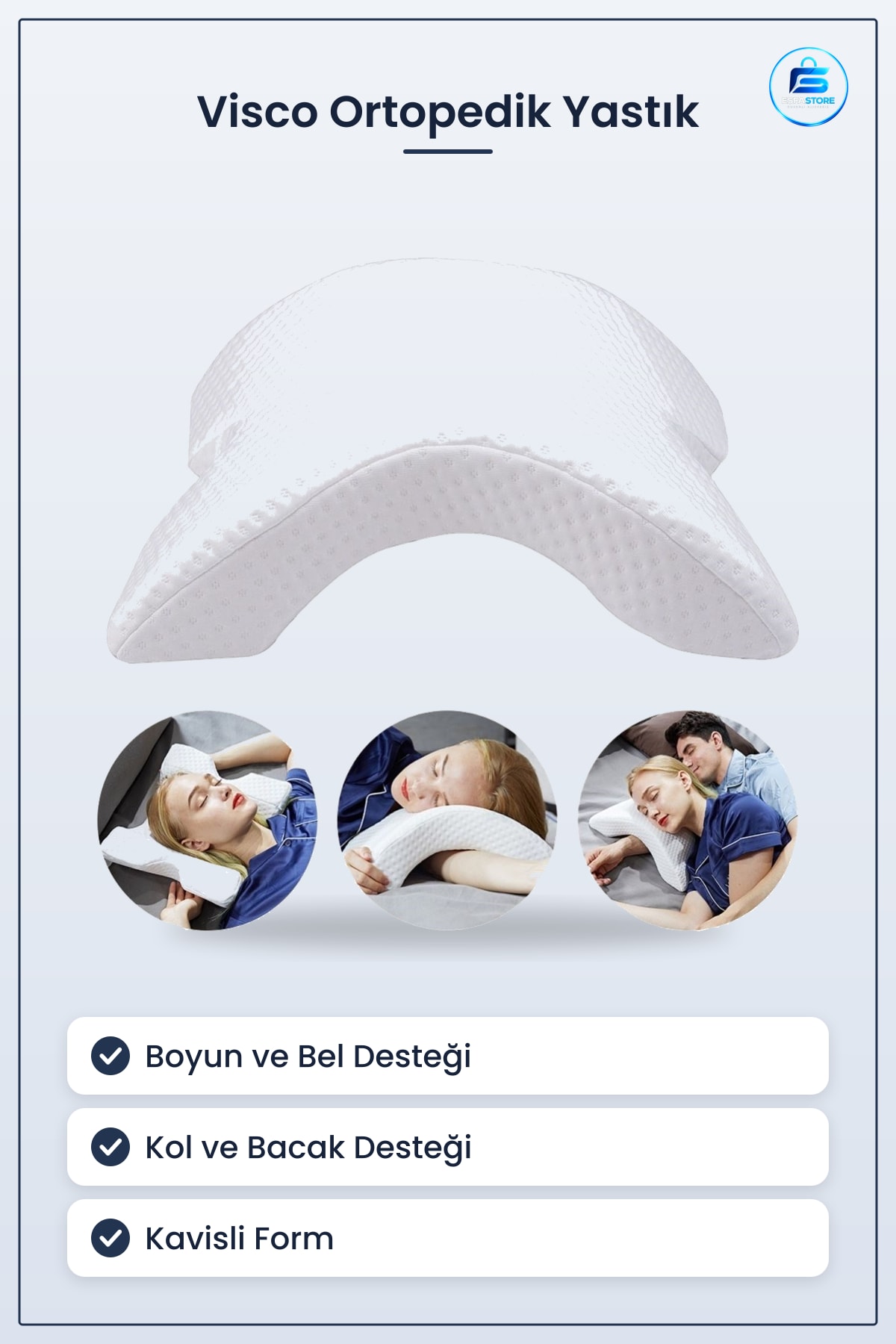 Visco Ortopedik Kol ve Bacak Destekli Kavisli Baş Yastığı Çok Fonksiyonlu Yumuşak Uyku Destekı