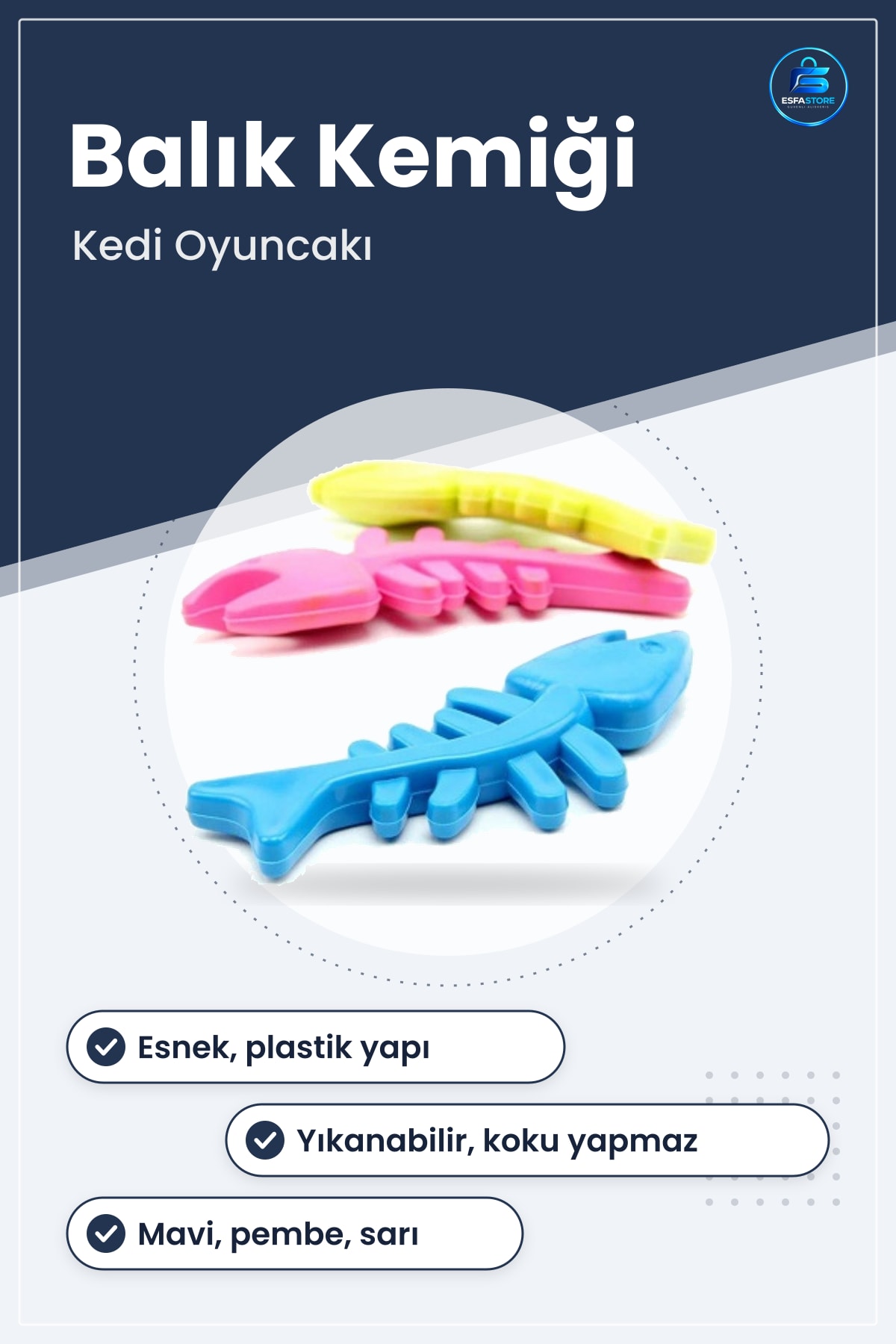 Balık Kemiği Şekilli Plastik Kedi Oyuncağı Esnek Yapılı Yıkanabilir Eğlenceli Kullanışlı Hediyelik