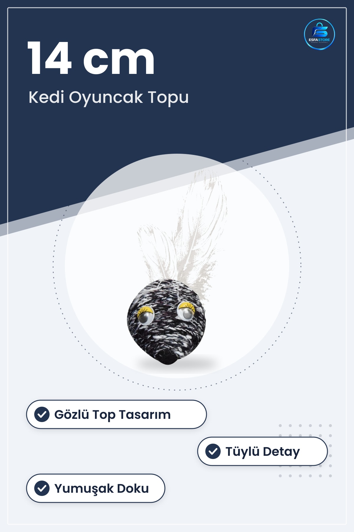 Tüylü Oyun Topu Gözlü Yumuşak Dokulu Kedi Oyuncağı Eğitici Eğlenceli Hafif Kullanışlı Hediyelik