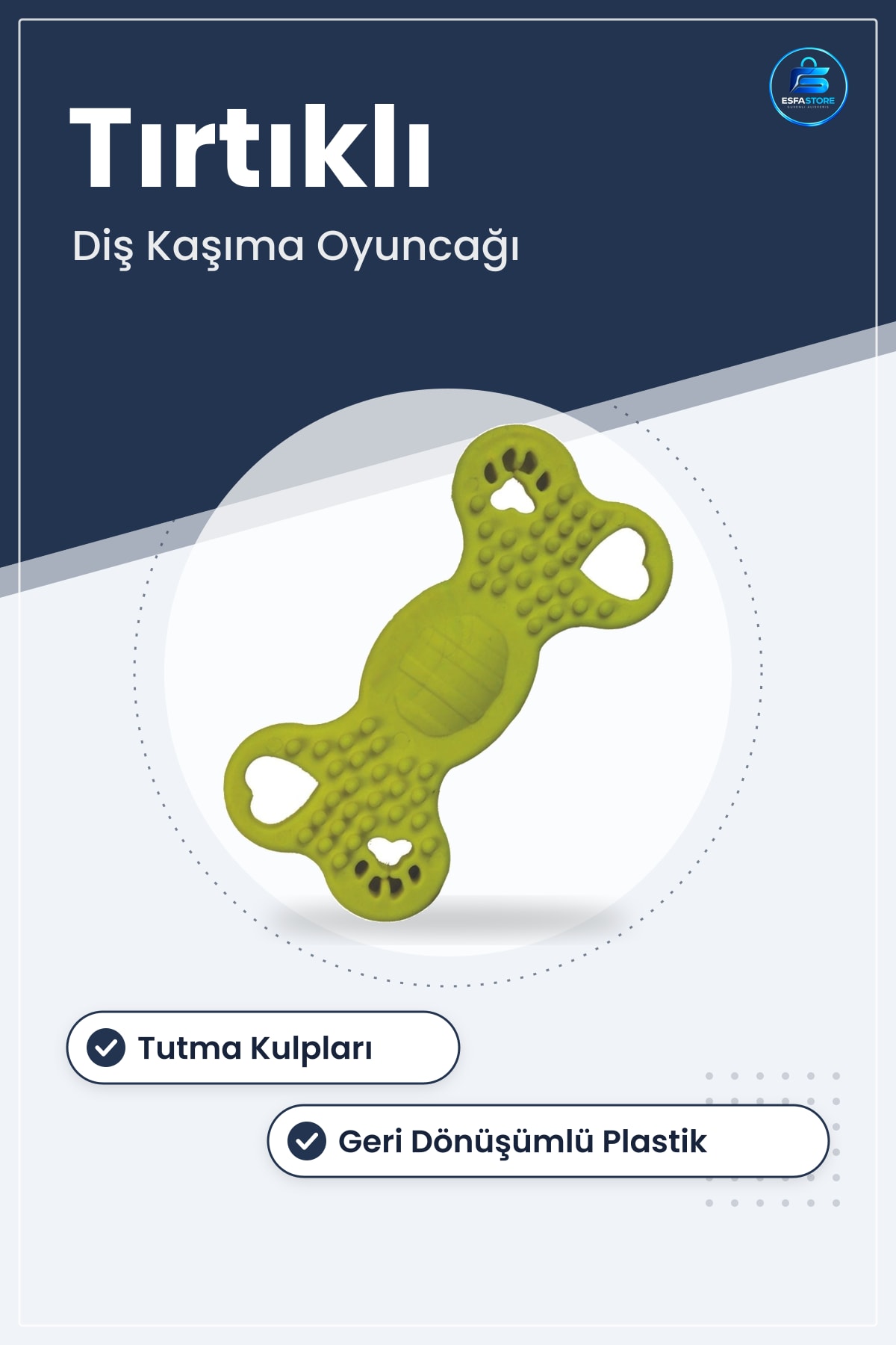 Diş Kaşıma Çiğneme Oyuncağı İki Taraflı Tırtıklı Evcil Hayvan Dayanıklı Geri Dönüşümlü Plastik