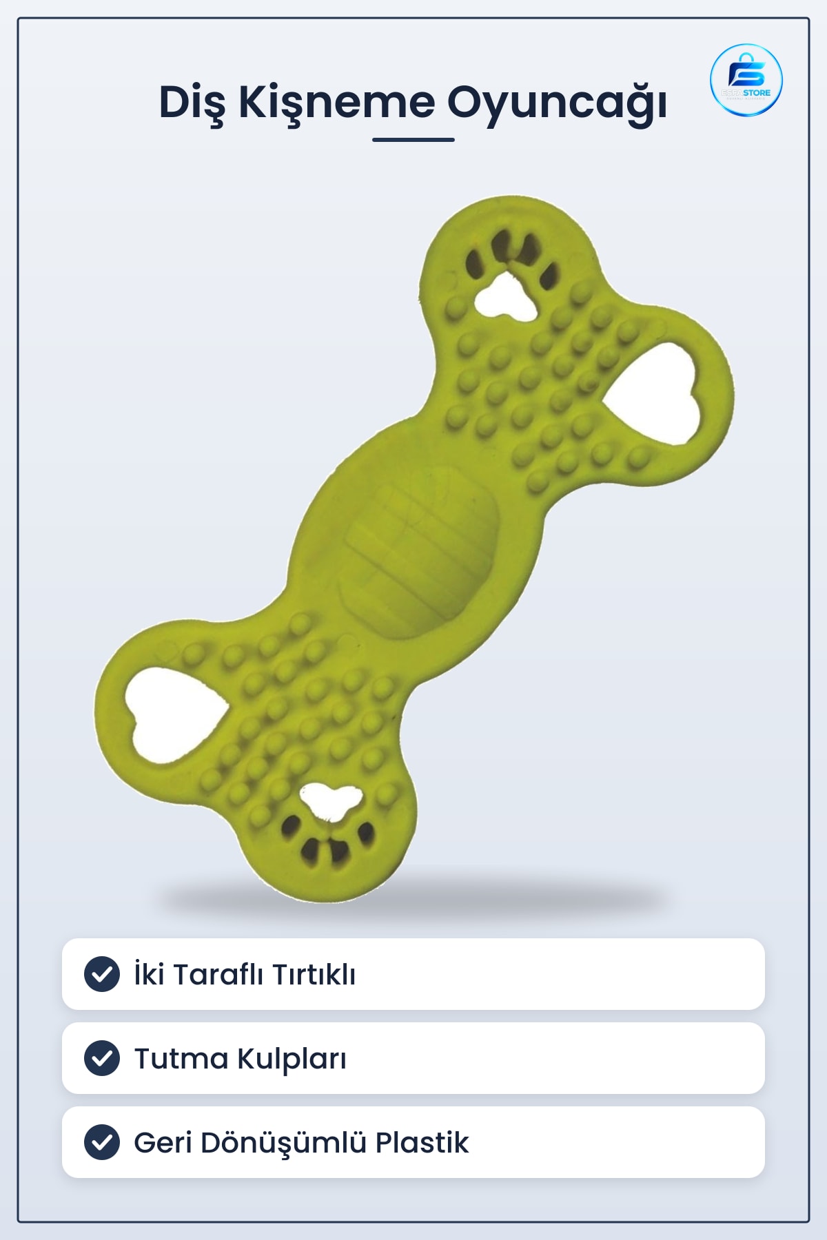 Diş Kaşıma Çiğneme Oyuncağı İki Taraflı Tırtıklı Evcil Hayvan Dayanıklı Geri Dönüşümlü Plastik
